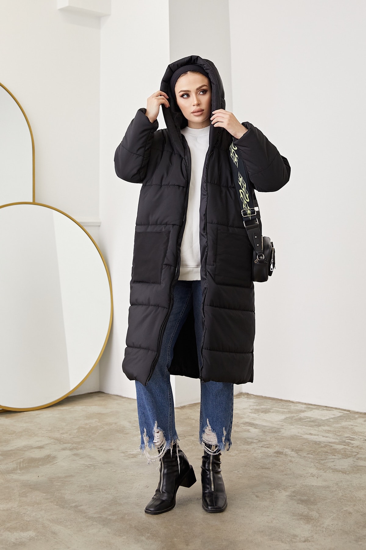 festmoda Riri Oversize Siyah Şişme Mont