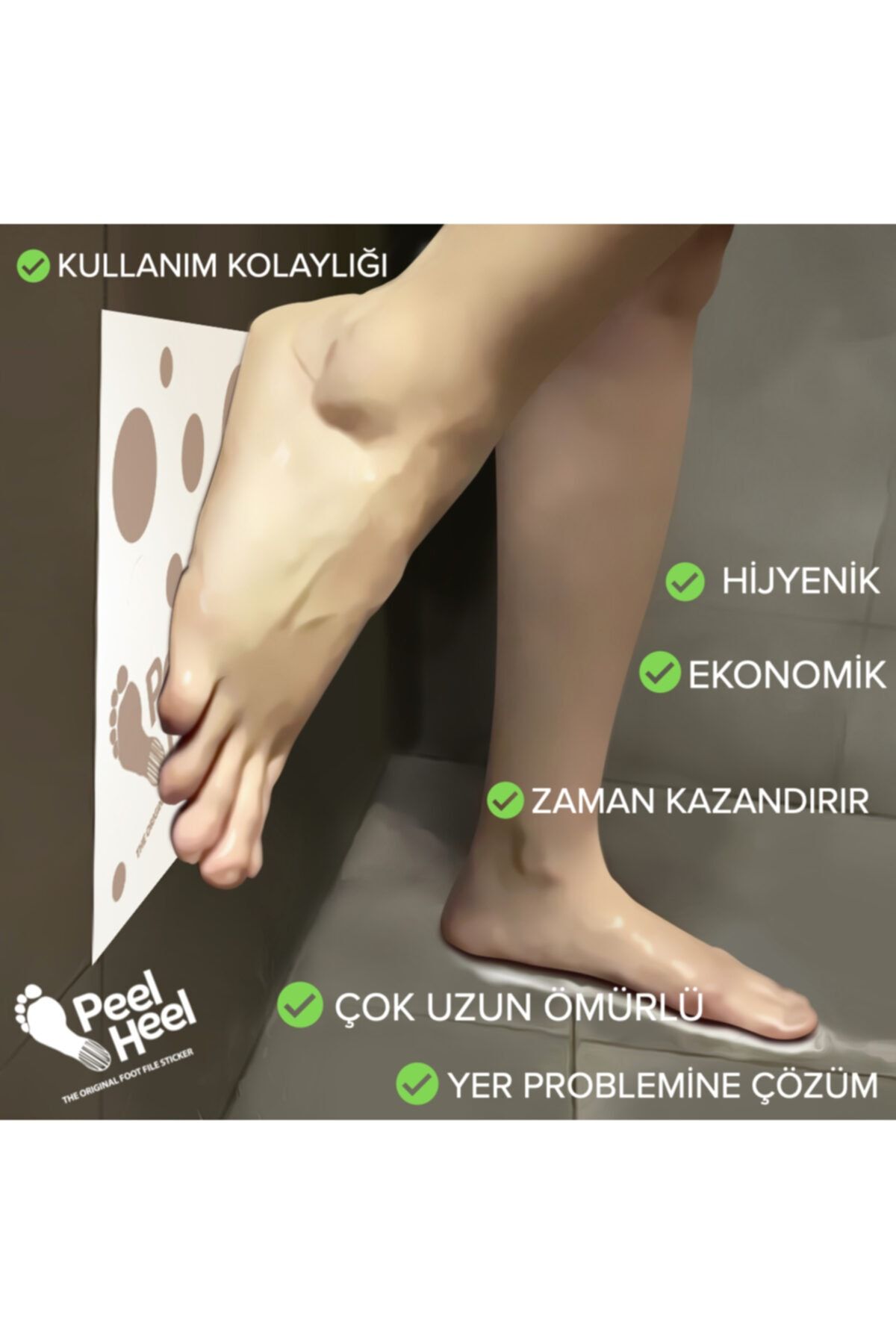 PeelHeel - Topuk Törpüsü Sticker'ı (BEJ NOKTALI) 19 X 19 Cm