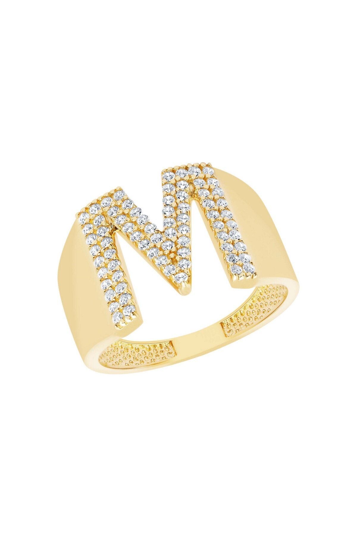 Diamond LineGülaylar Sarı Altın 14 Ayar Harf Yüzük