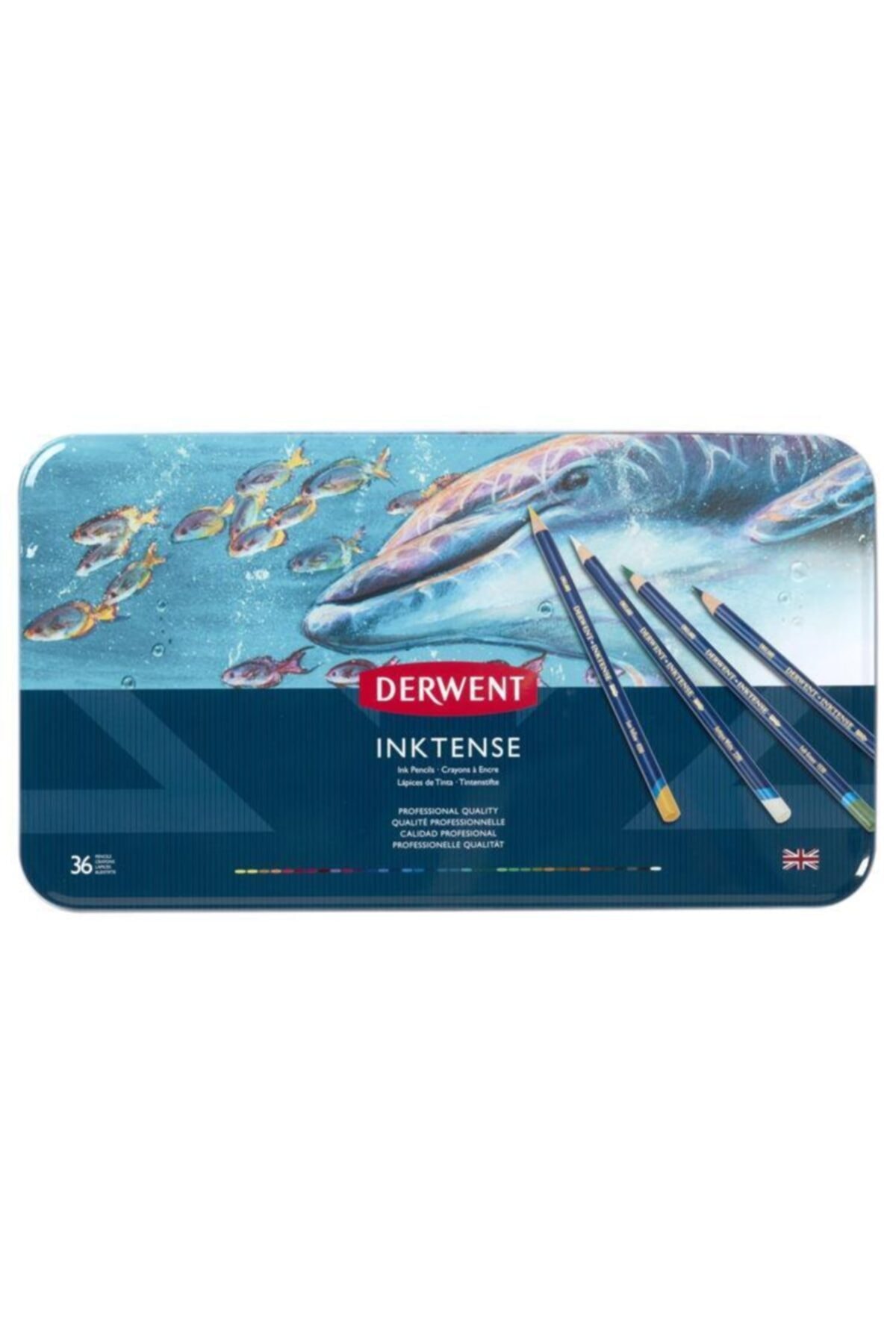 Derwent Inktense Mürekkep Etkili Aquarel Boya Kalemi 36`lı Teneke Kutu