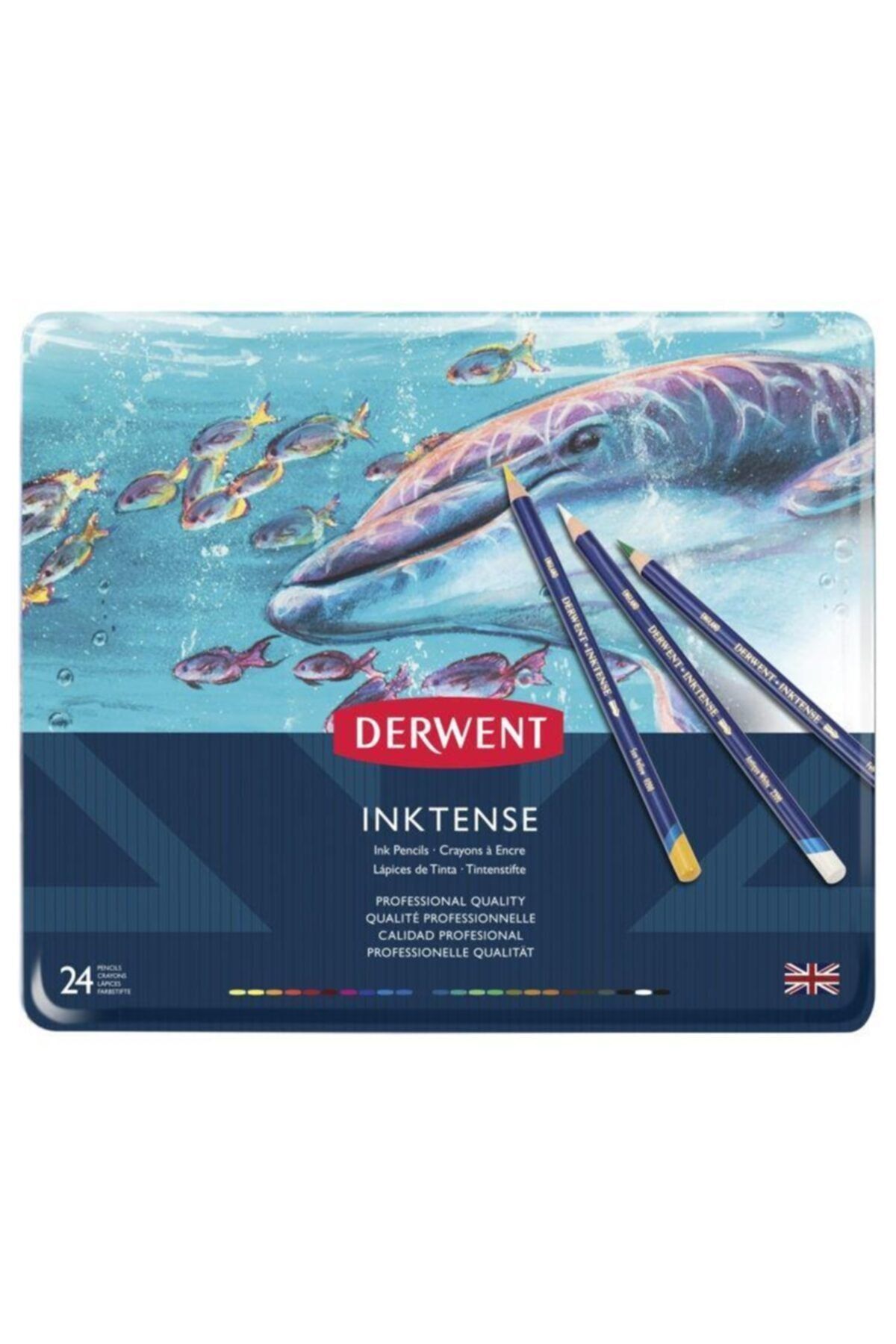 Derwent Inktense Mürekkep Etkili Aquarel Boya Kalemi 24`lü Teneke Kutu