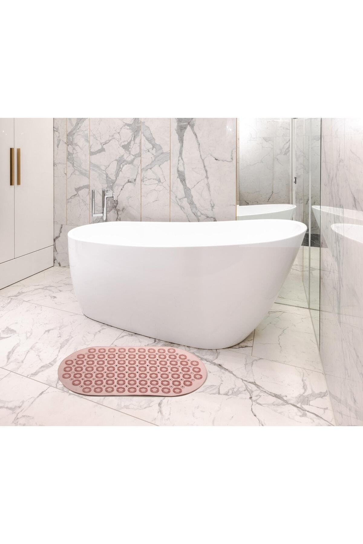Mapple Home Massage Bath Mat Masajlı Vantuzlu Banyo & Duş Kaydırmazı Paspası Pembe