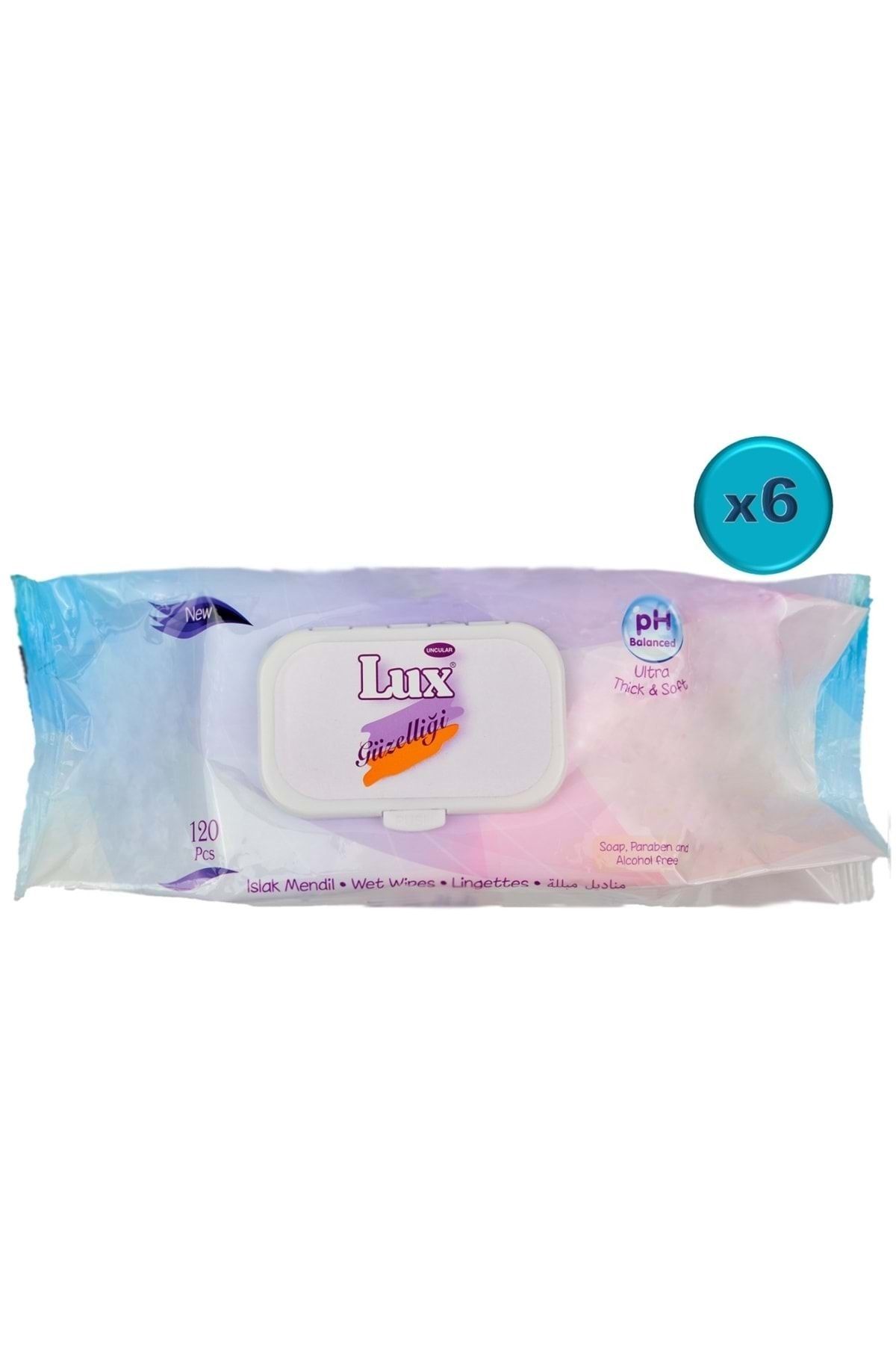 LUX Islak Havlu Mendil 120 Yaprak Klasik (6 Lı Set) Plastik Kapaklı