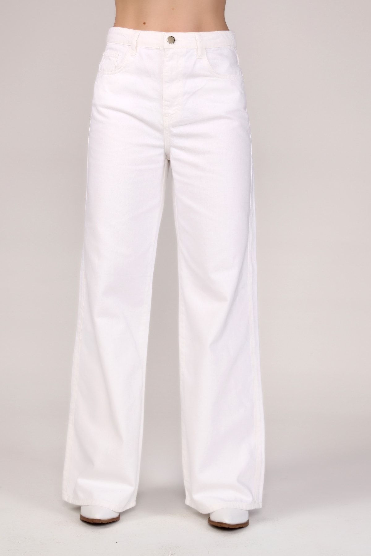 MJORA Beyaz Yüksek Bel Full-length Pantolon