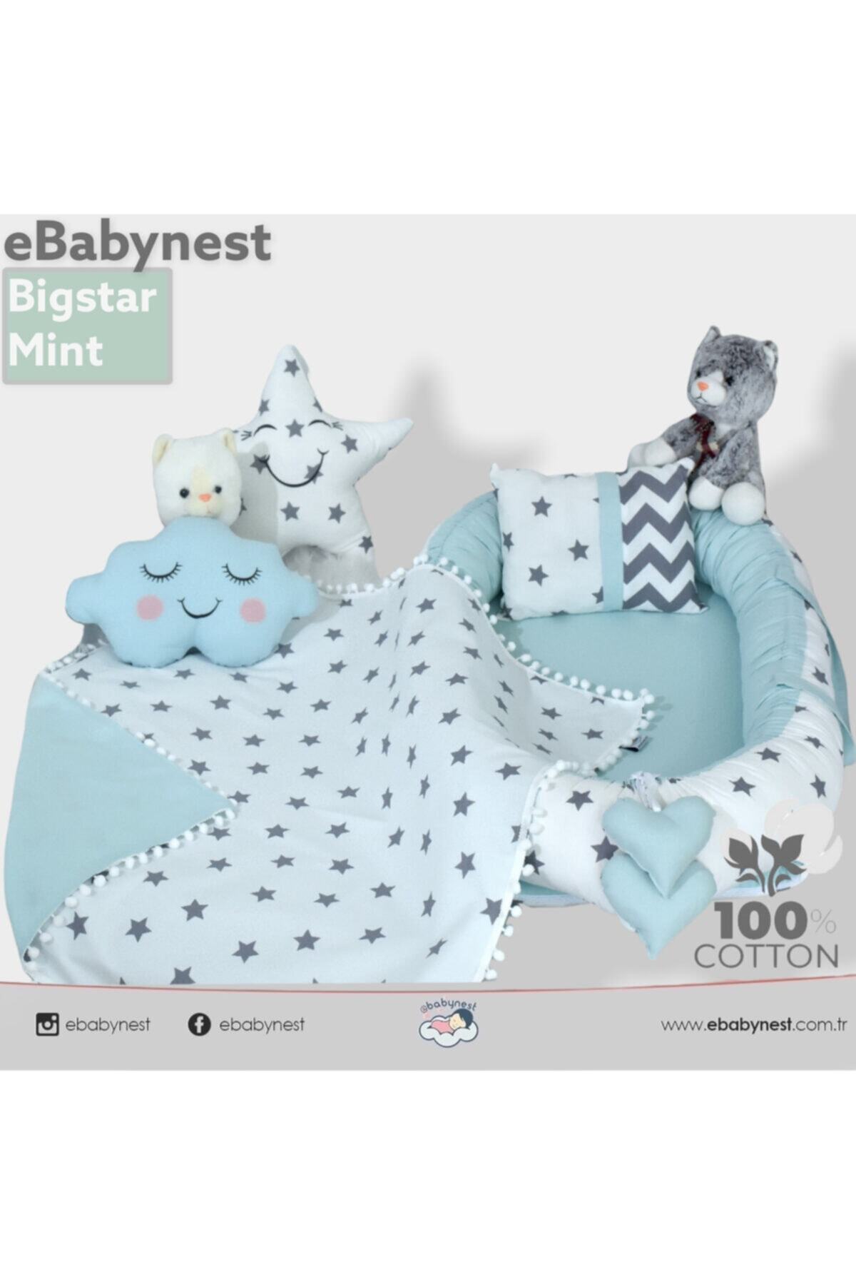 ebabynest Ponponlu Su Yeşili Big Star Serisi Babynest Set