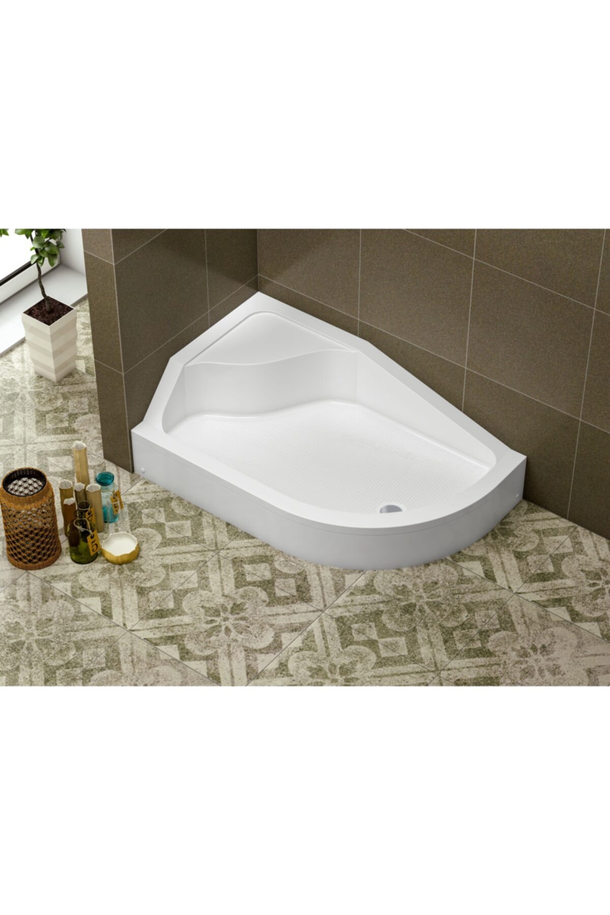 Stina Brand 80x110 Asimetrik Oval Oturmalı Duş Teknesi