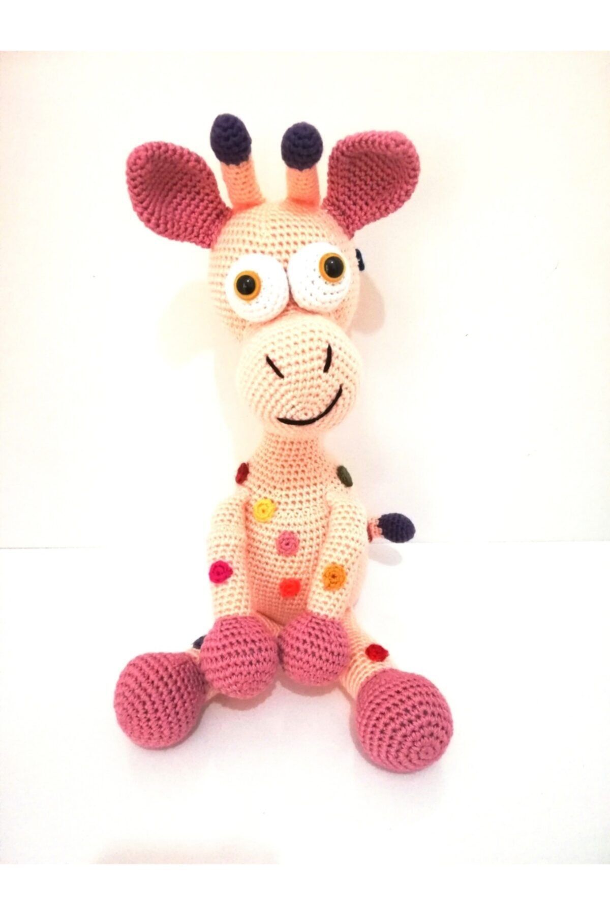 YANNS Amigurumi Özel Tasarım El Örgüsü Oturan Zürafa Hediyelik Uyku Arkadaşı Handmade Krem