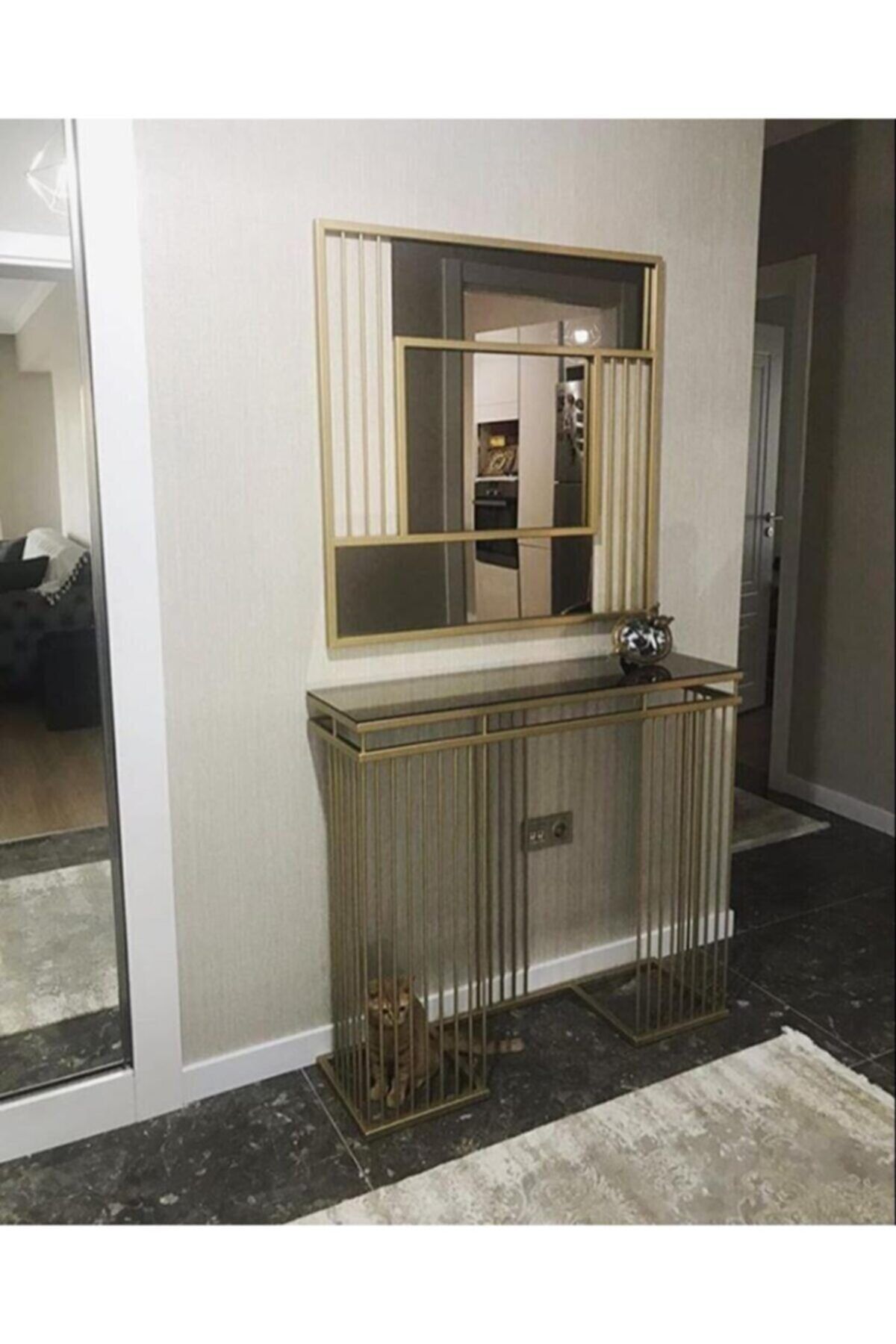 cheshni home Metal Gold Ayna Dahil Dresuar Takım
