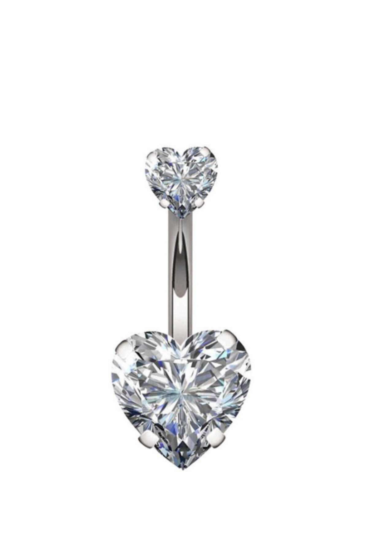 Chavin Çift Kalp Taşlı Göbek Piercing Eg20by