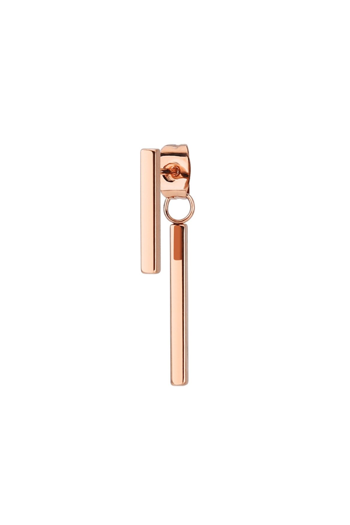 Chavin Kadın Rose Gold Arkası Sallantılı  Çelik  Küpe Ek23rs