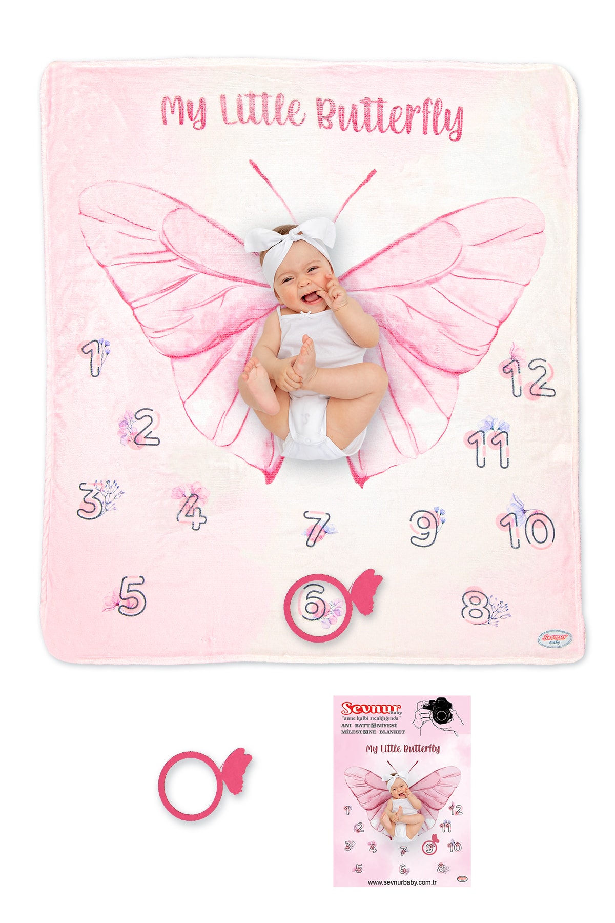 Sevnur Baby Kelebekli Peluş Bebek Yeni Doğan Hediyesi Aylık Fotoğraf Çekim Anı Örtüsü