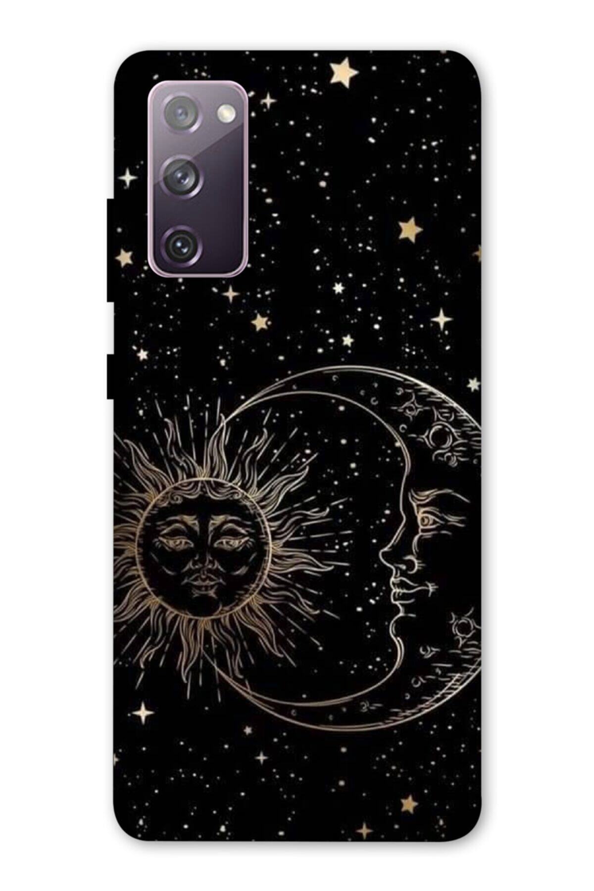 Samsung Galaxy S20 Fe Uyumlu  Kılıf Ay Ve Güneş Baskılı Desenli Silikon Kılıf A++-8152