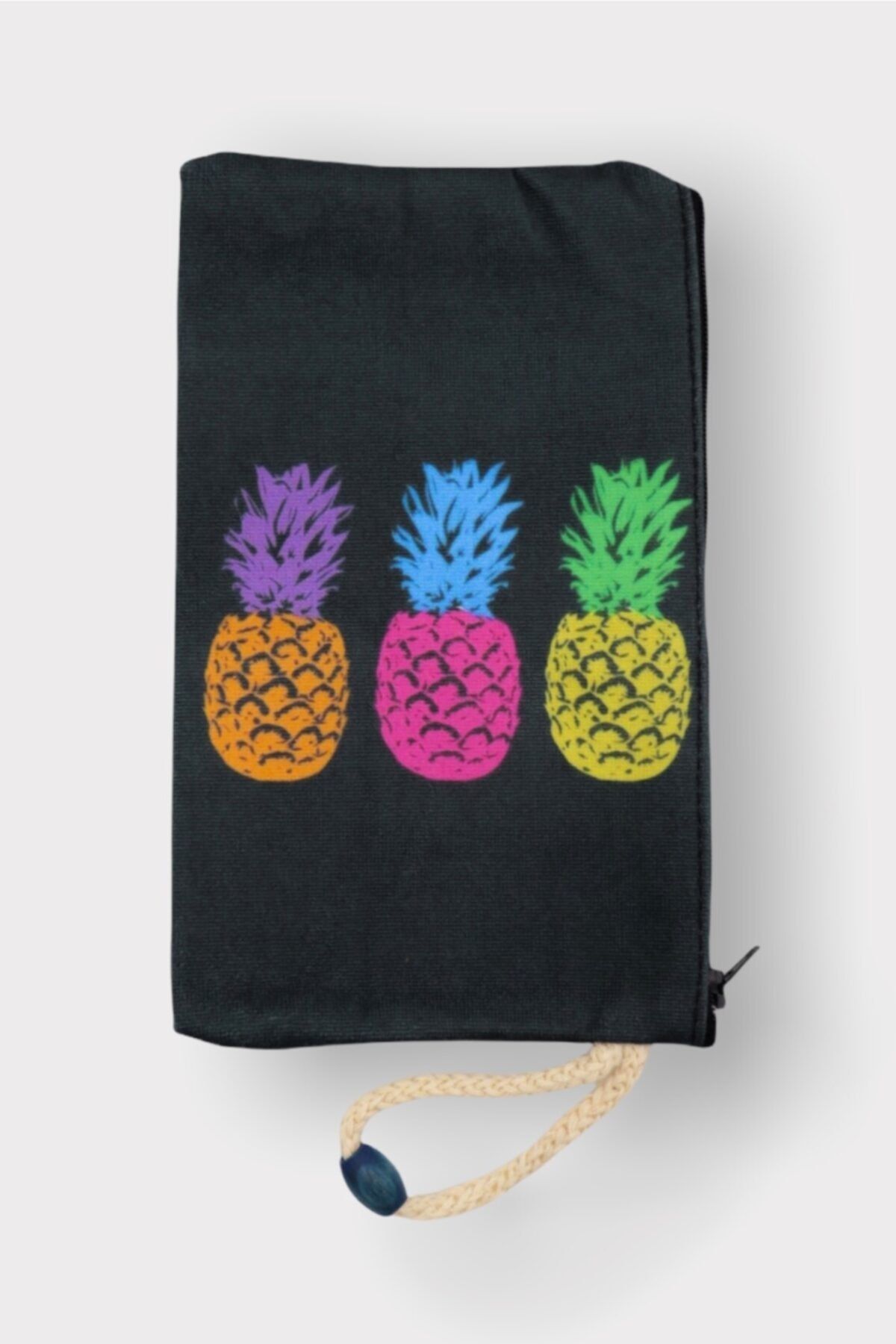 EFBUTİK Siyah Üç Renk Ananas Bez Kalemlik