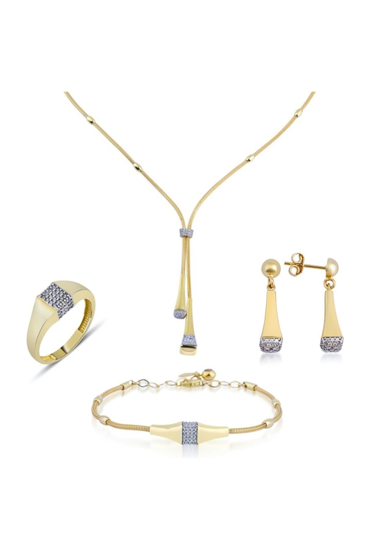 Ema Jewellery Damla Taşlı Altın Fantazi Set