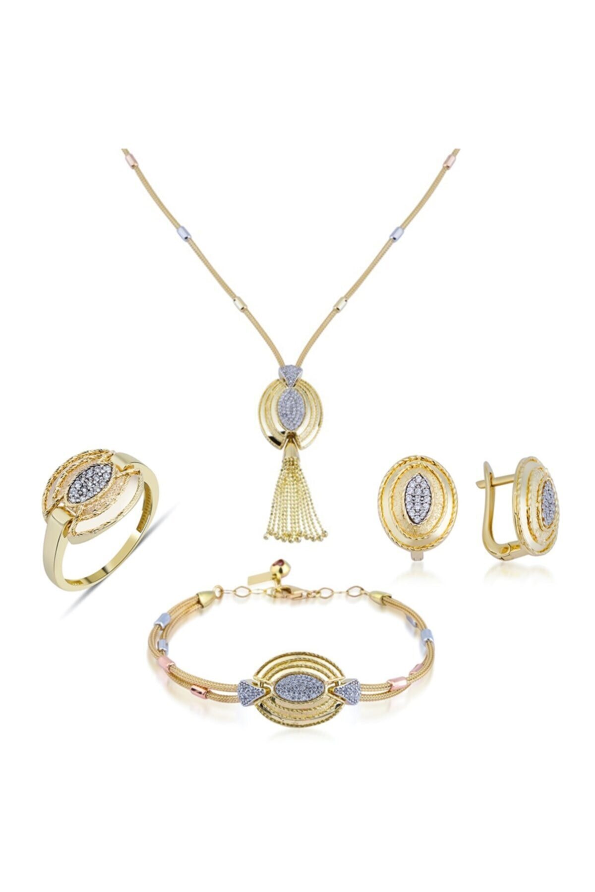 Ema Jewellery Kristal Taşlı Oval Fantazi Set