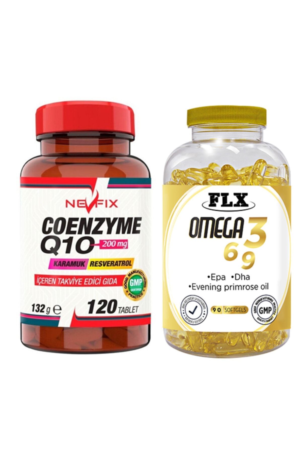 Nevfix Coenzyme Q10 Karamuk 120 Tablet & Flx Omega 3-6-9 90 Tablet