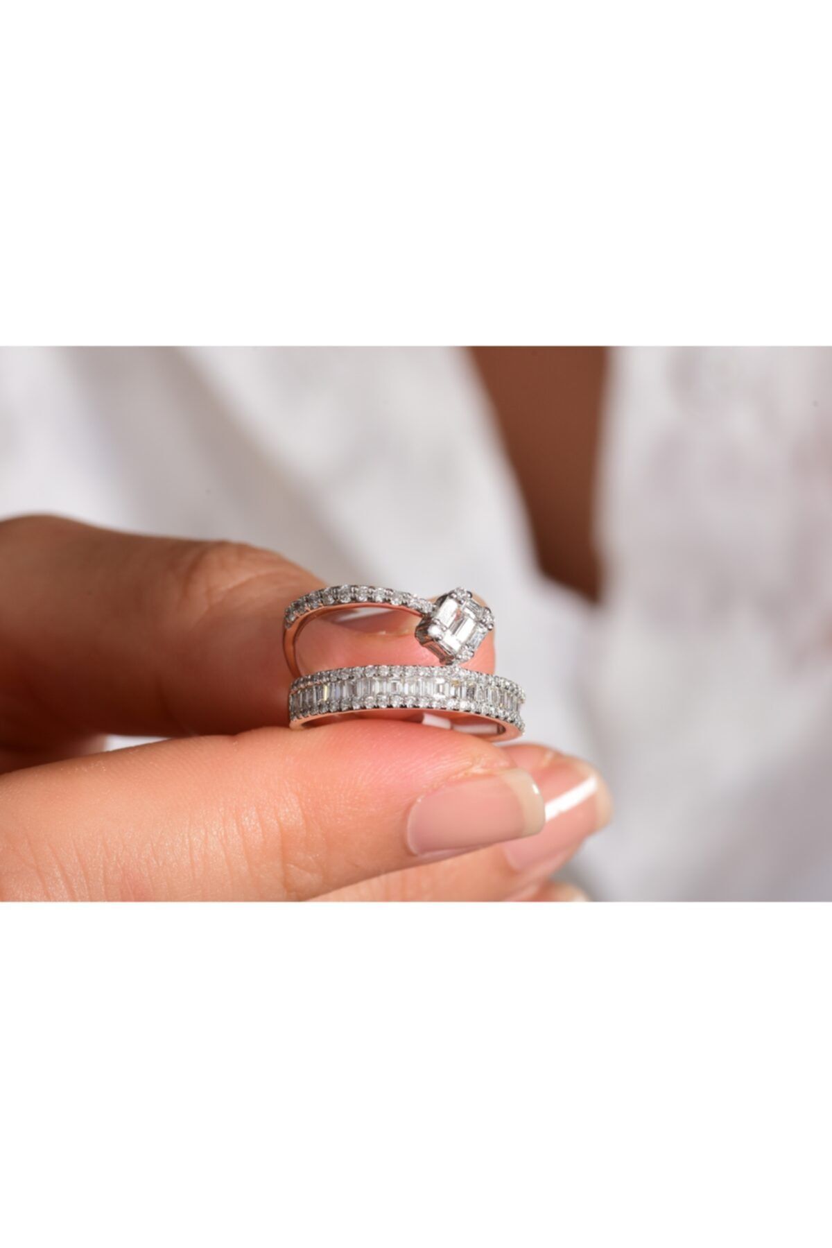 Goza Jewellery Torta Baget Pırlanta Altın Yüzük