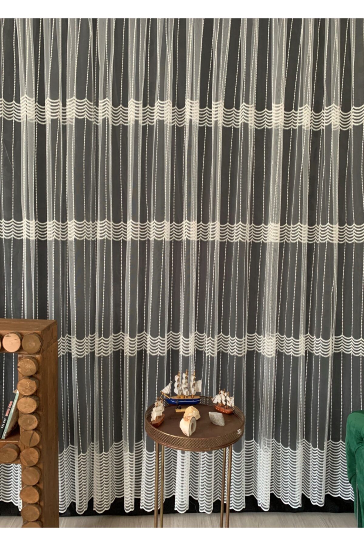PERDE&CEE Brode Ok Tül Nakışlı Salon & Oturma & Çocuk Odası Odası Düz Dikiş