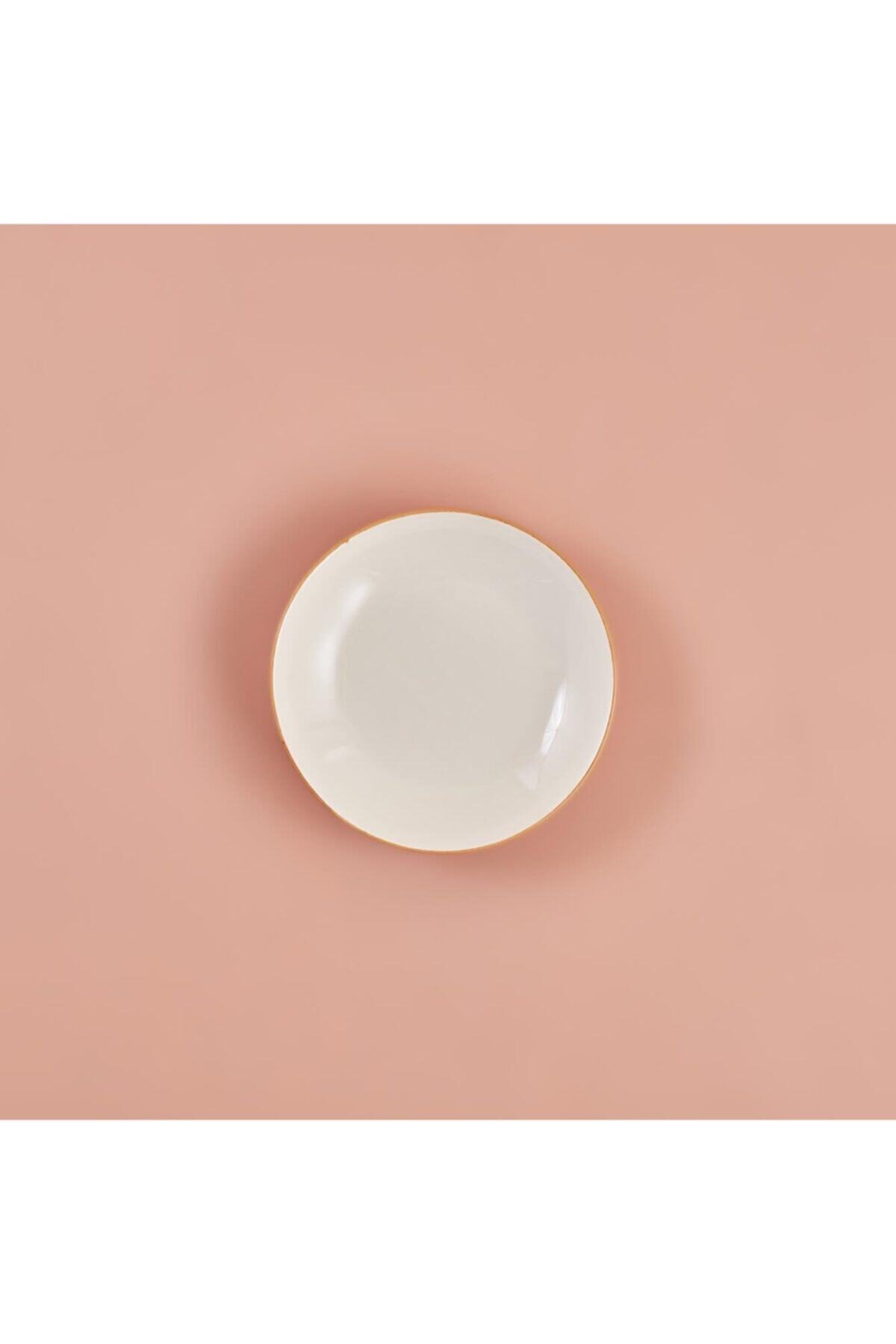 Bella Maison Allure Seramik Yemek Tabağı Beyaz-hardal (21 Cm)