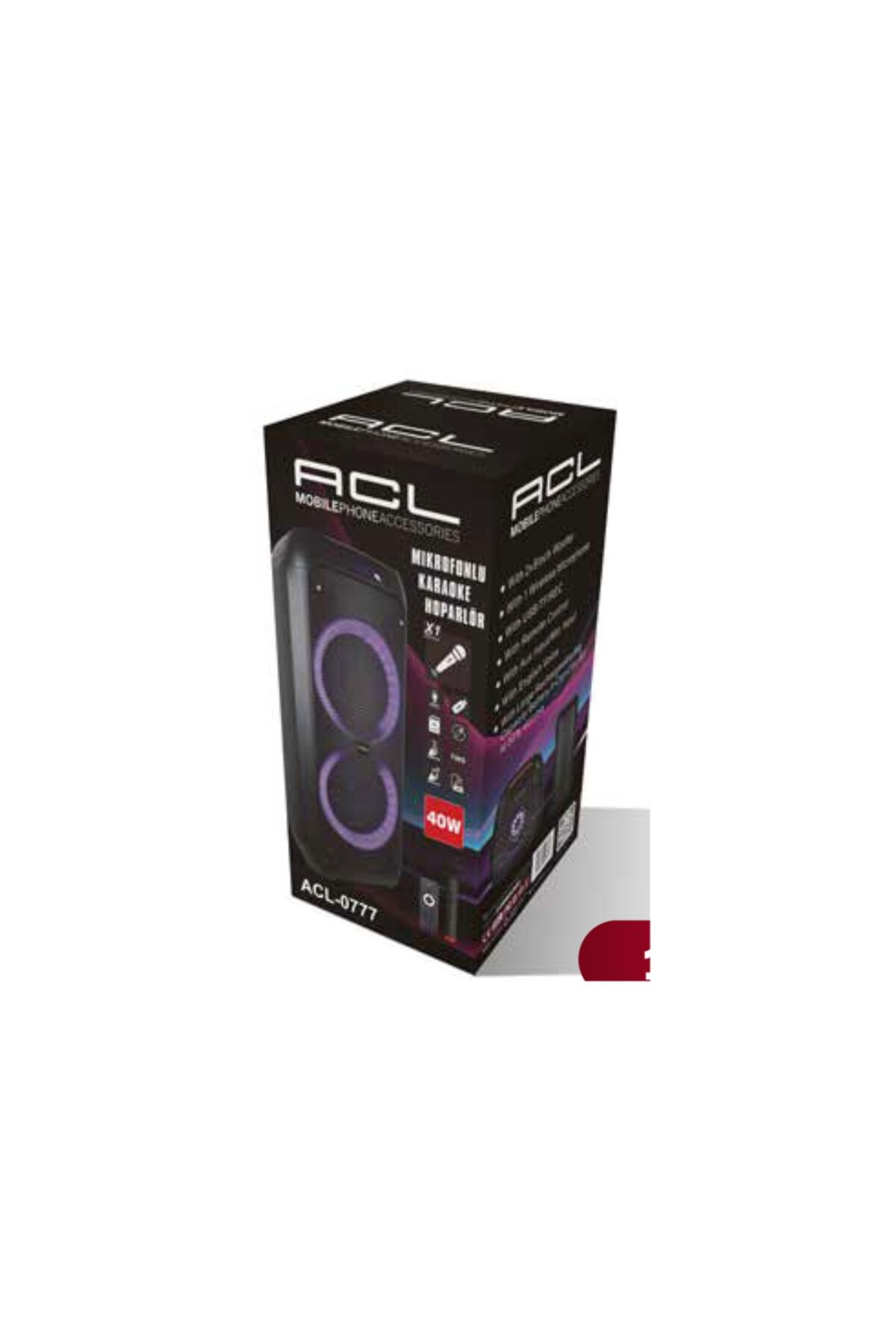 ACL Led Işıklı Mikrofonlu Kumandalı Karaoke Bluetooth Hoparlör Ses Bombası 40w