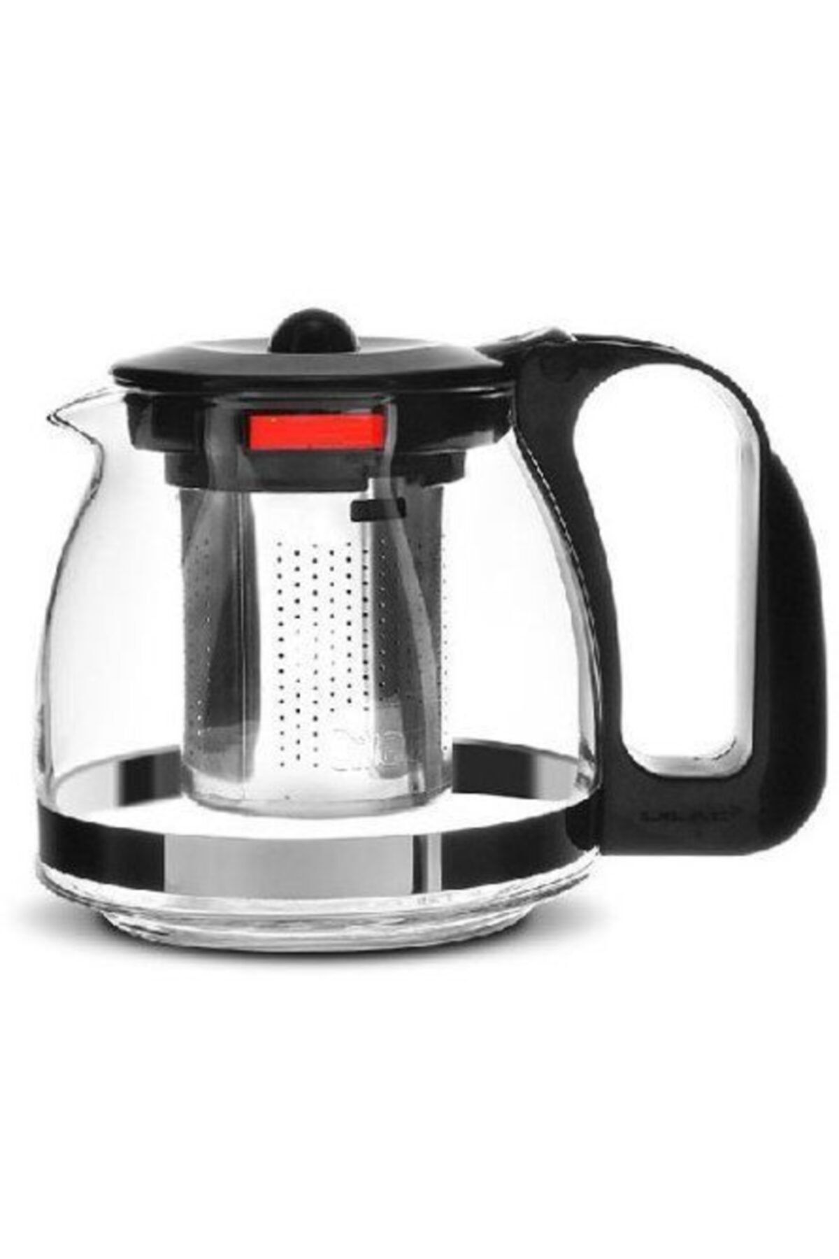 RealFoni Demlik Süzgeçli Cam Demlik 700 ml Çay Kahve Bitki Çayı Demliği Siyah