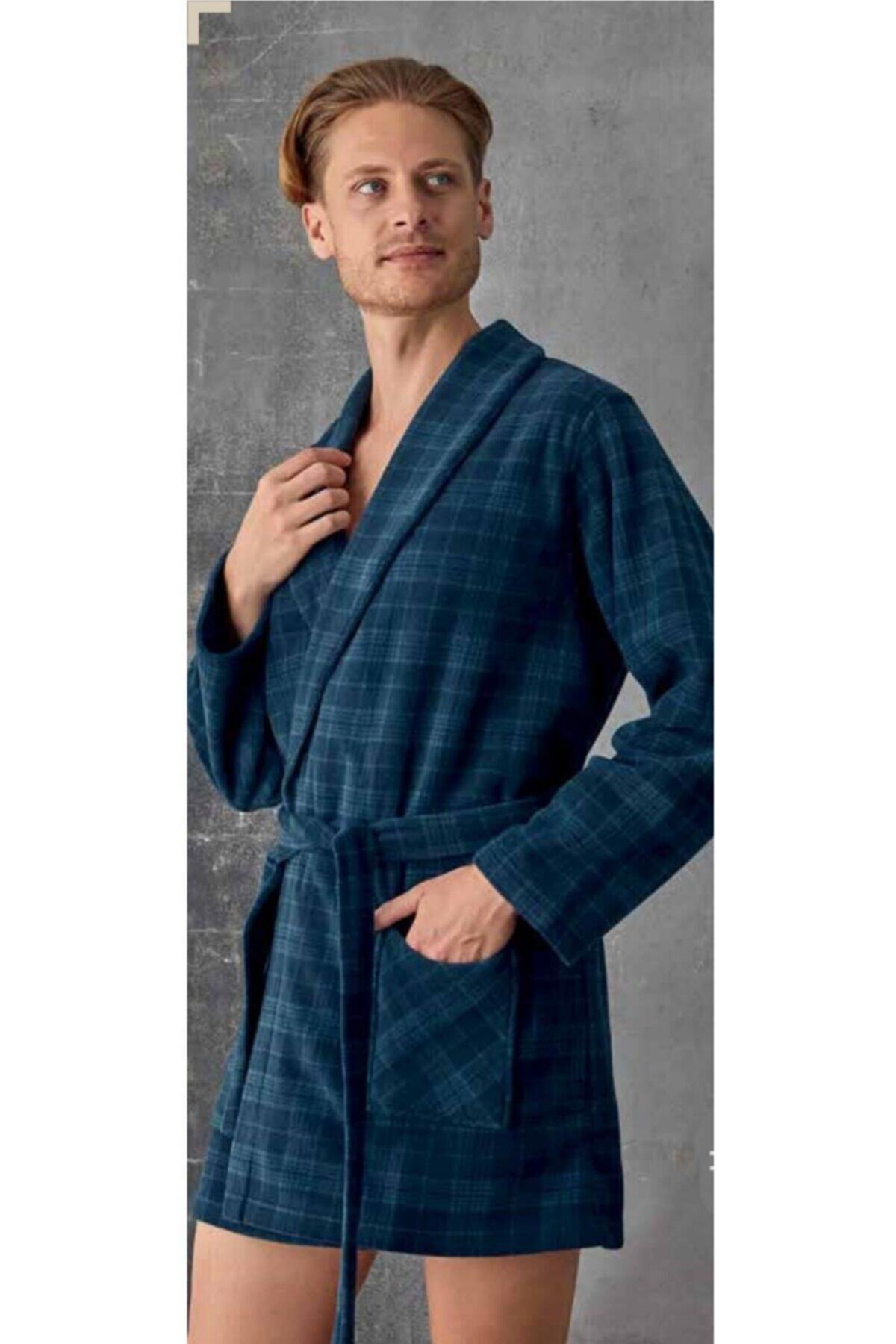 KLY Erkek Indigo Polar Tek Rob Sabahlık