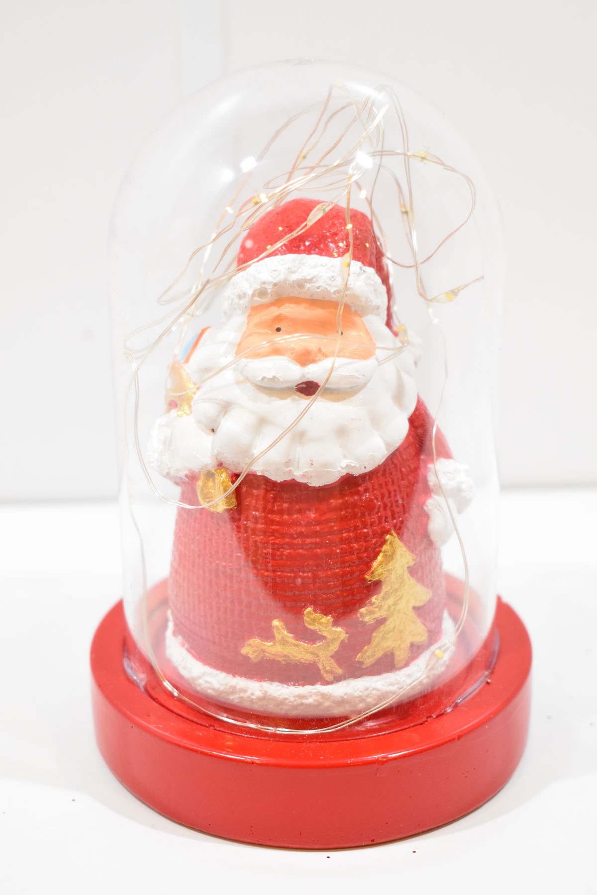 Walke Led Işıklı Cam Fanus Yılbaşı Noel Baba Temalı Dekoratif Fanus