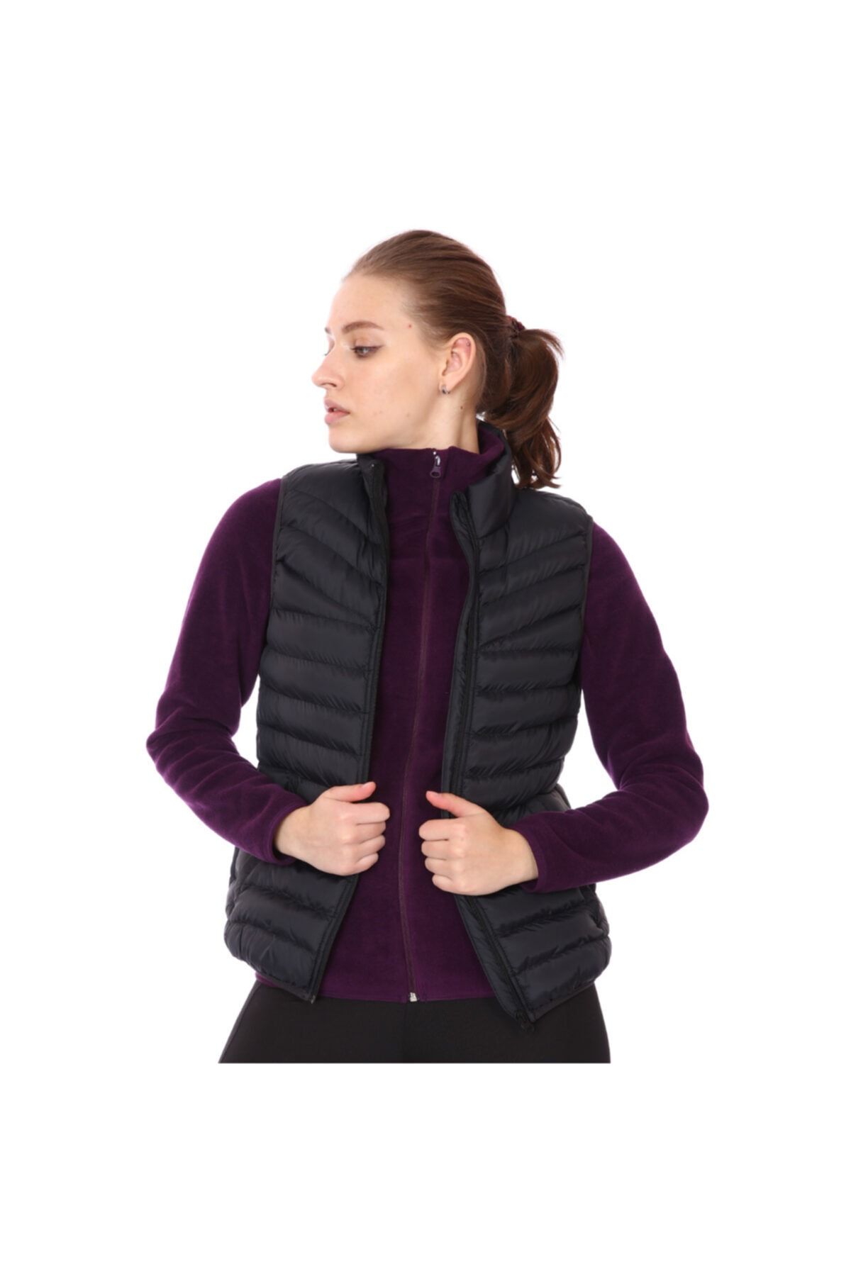 Sportive Puffer Kadın Siyah Outdoor Yelek 21kktl20d01-syh