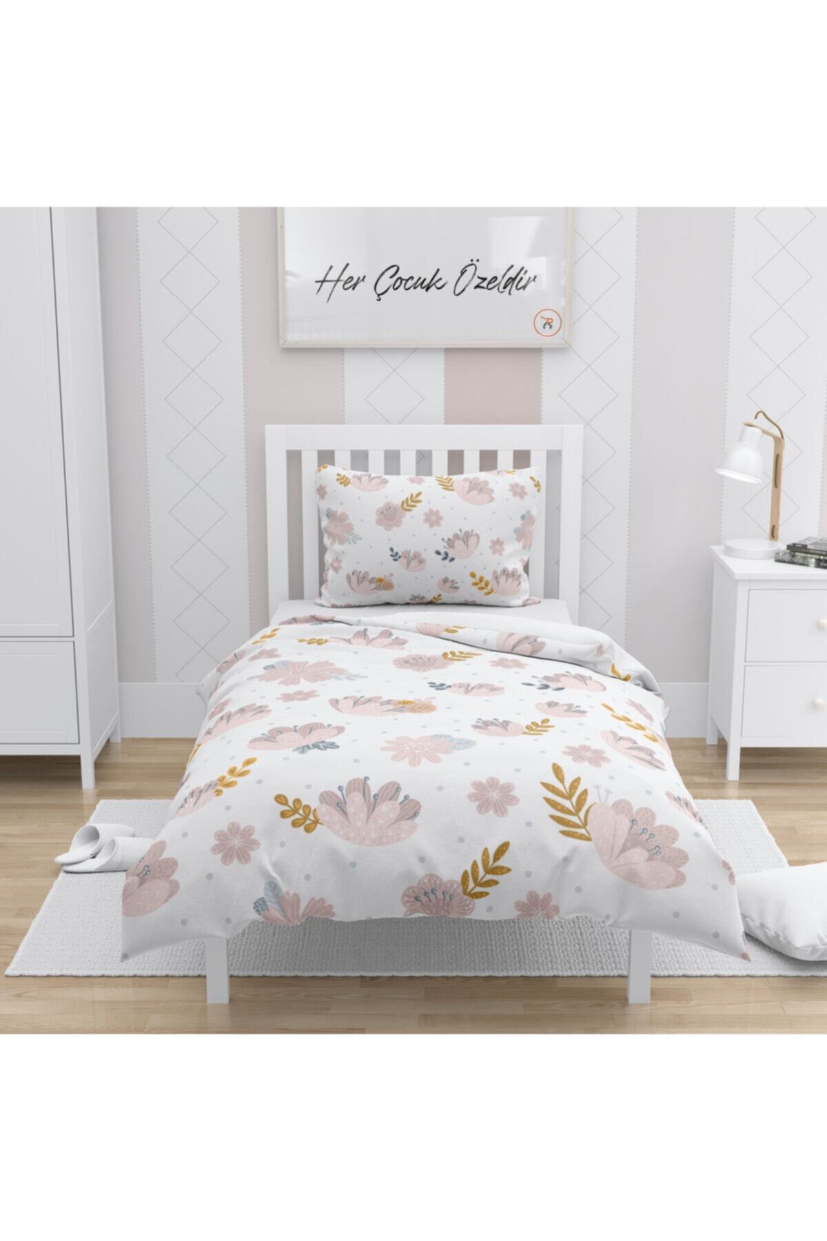 Çekirdek Home Çiçek Desenli Çocuk Nevresim Takımı %100 Pamuk Saten