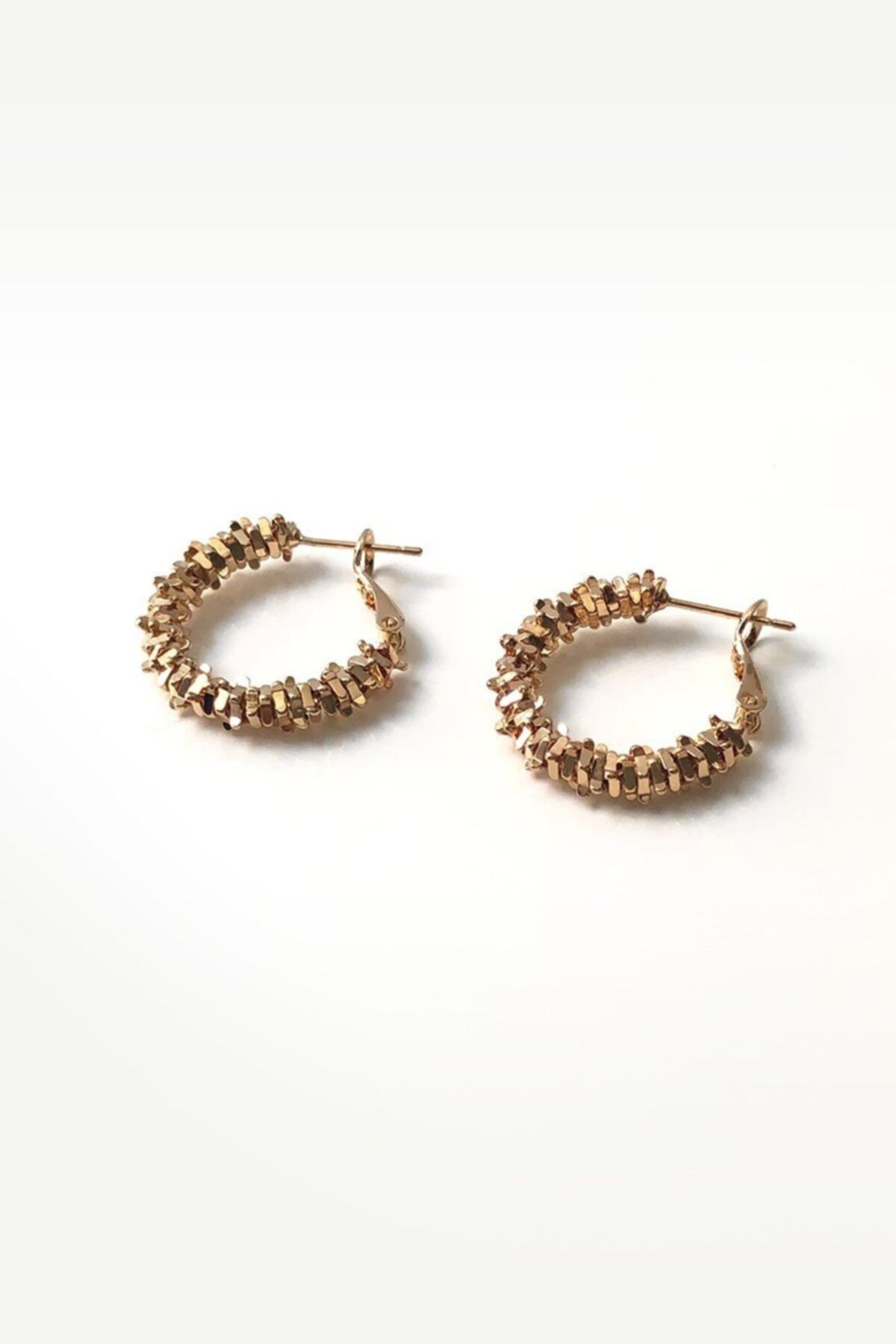 Teen Jewellry Tırtıklı Çelik Gold Halka Küpe