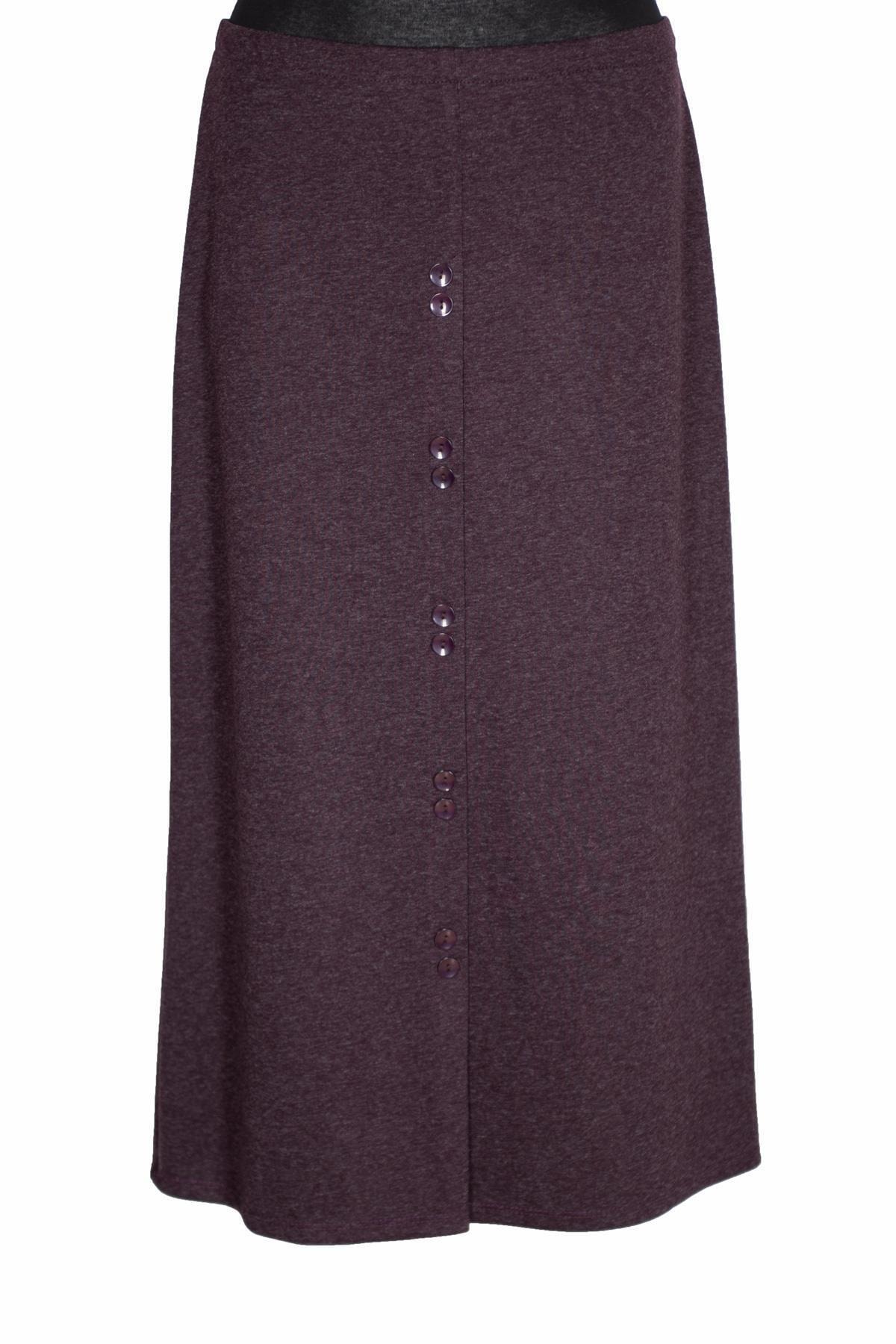 Eray Kadın Isra Önü Süs Düğmeli Mürdüm Çan Etek