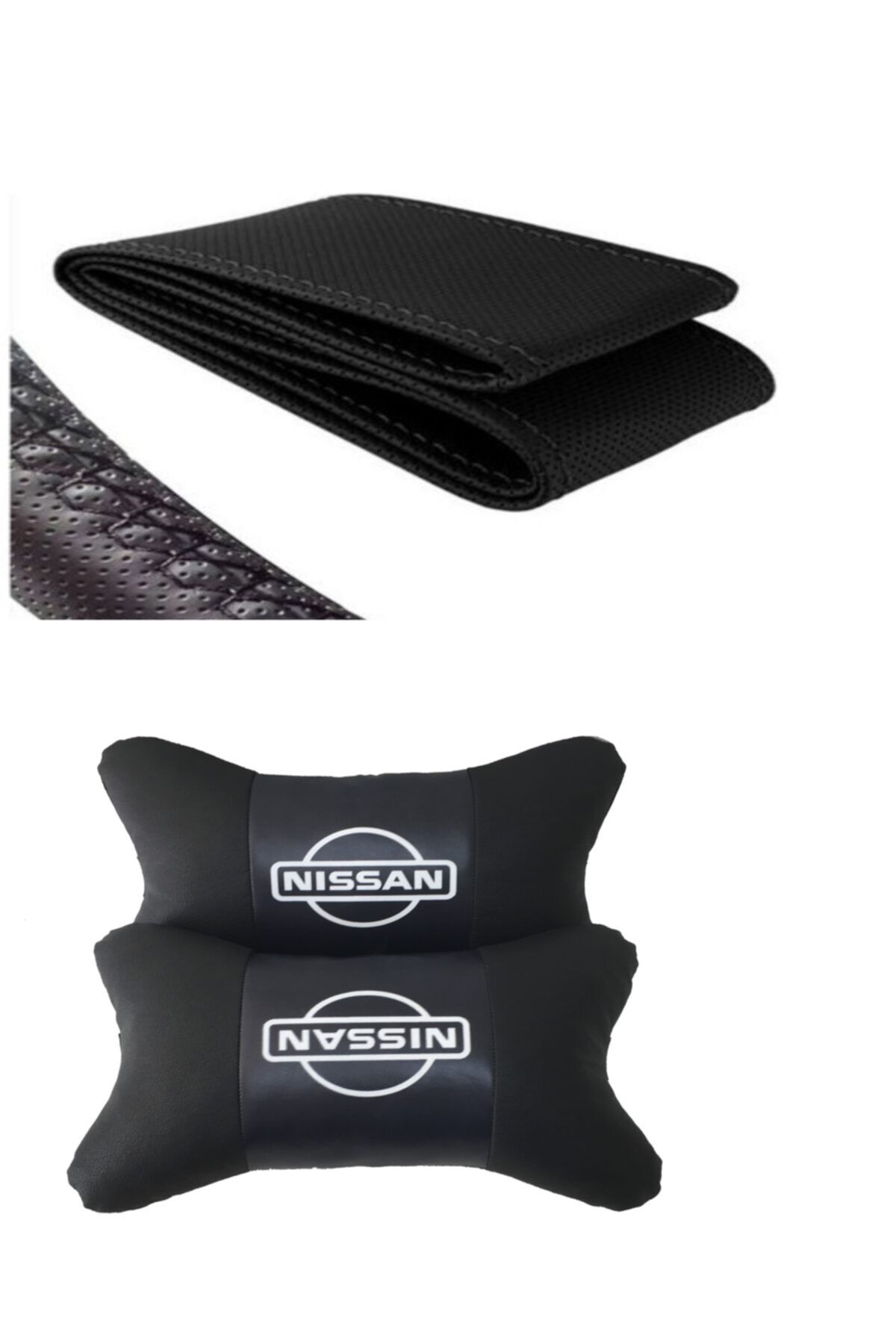 AYAZGURUP Nissan 200 Sx Dikmeli Direksiyon Kılıfı Ve 5d Ortopedik Boyun Yastığı (2 Li Set)
