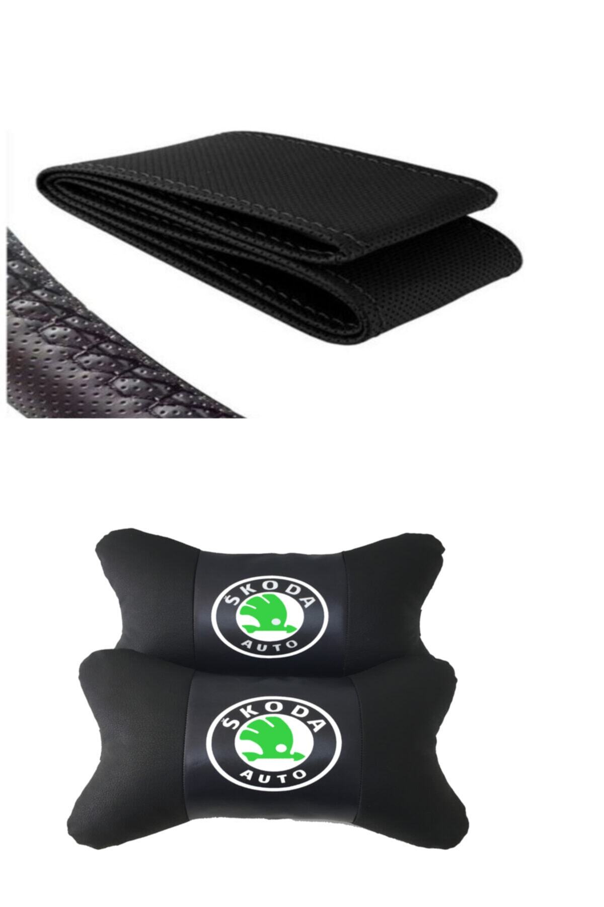 AYAZGURUP Skoda Citigo Dikmeli Direksiyon Kılıfı Ve 5d Ortopedik Boyun Yastığı (2 Li Set)