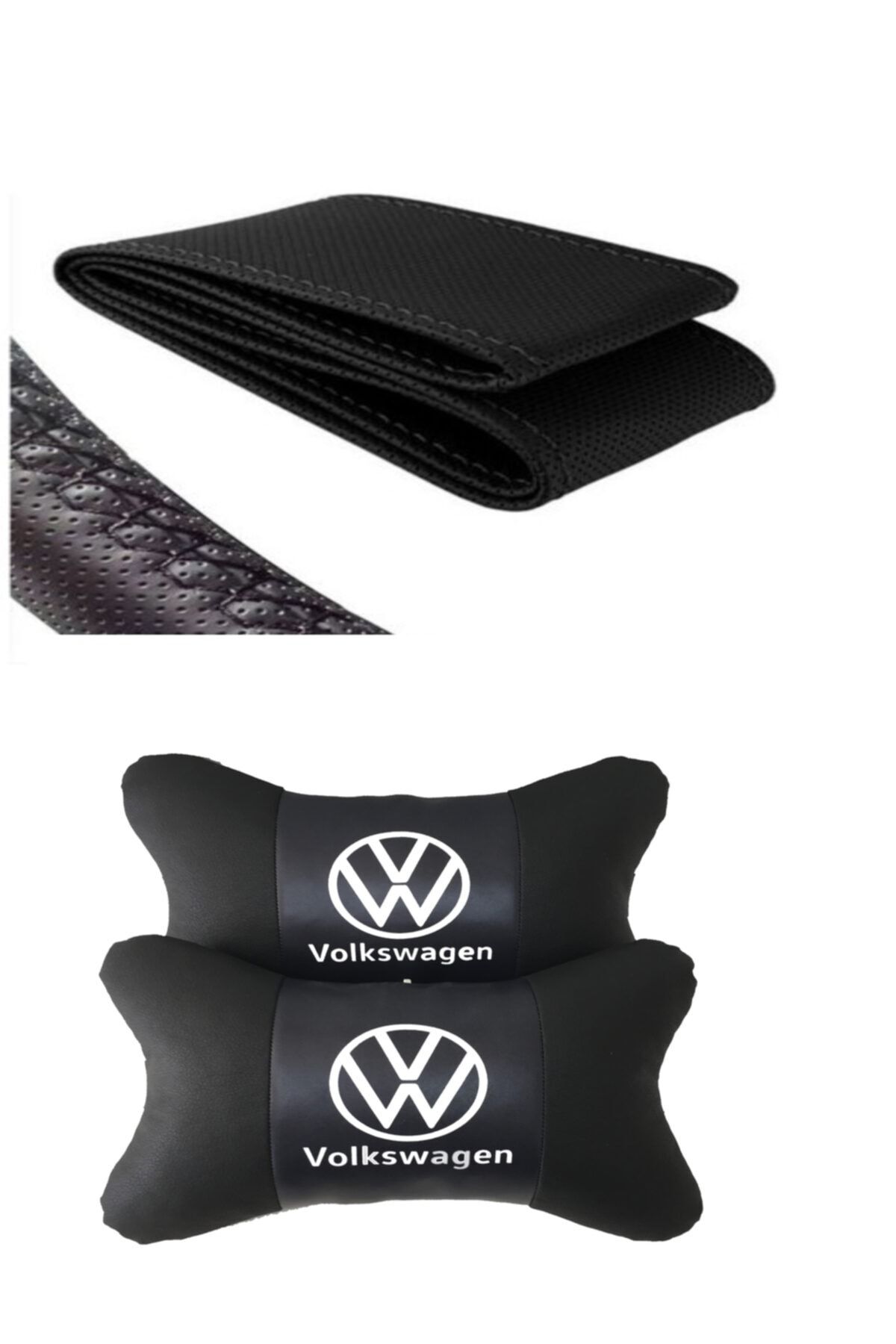 AYAZGURUP Volkswagen Golf 5 Dikmeli Direksiyon Kılıfı Ve 5d Ortopedik Boyun Yastığı (2 Li Set)