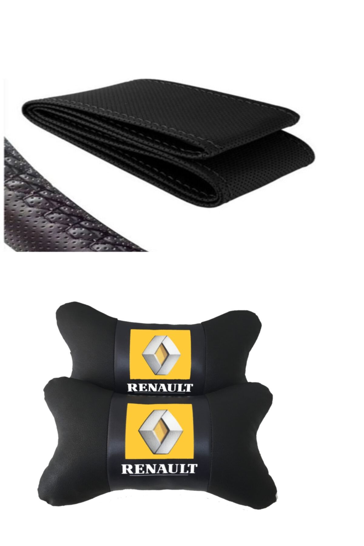 AYAZGURUP Renault Megane 4 Dikmeli Direksiyon Kılıfı Ve 5d Ortopedik Boyun Yastığı (2 Li Set)