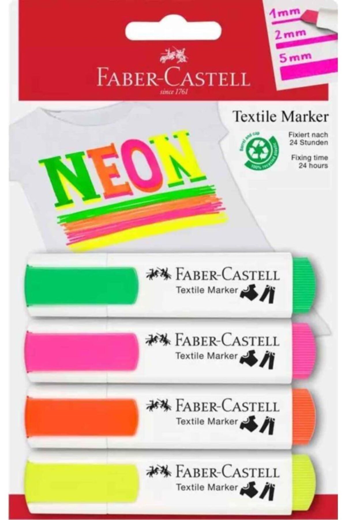 Faber Castell Faber Castel Tekstil Markörü 4'lü Neon Renkler
