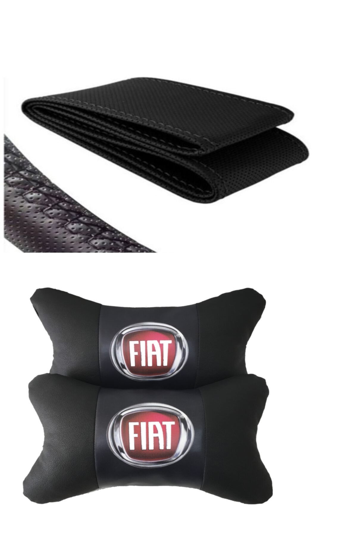 AYAZGURUP Fiat Stilo Dikmeli Direksiyon Kılıfı Ve 5d Ortopedik Boyun Yastığı (2 Li Set)
