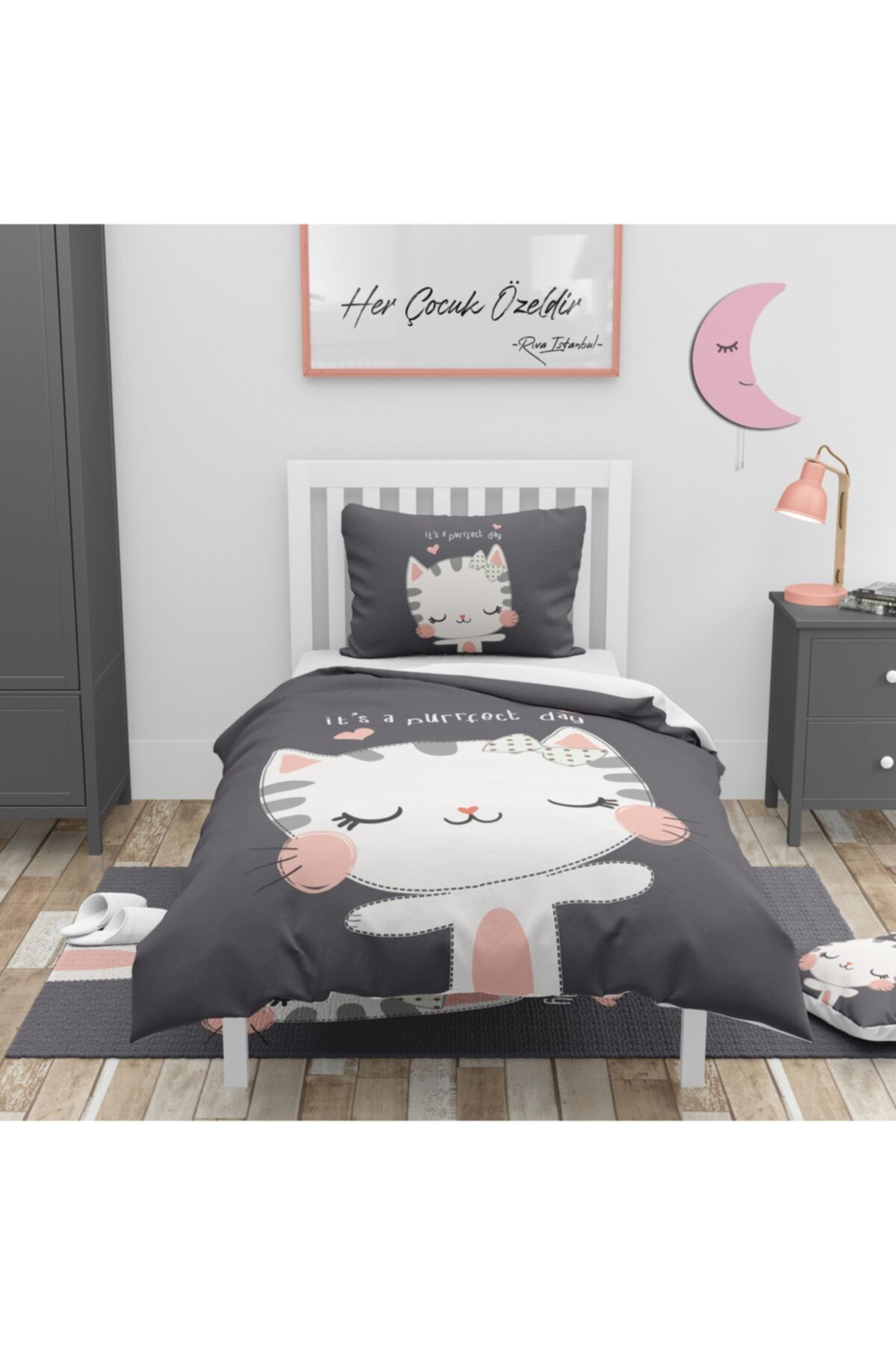 Çekirdek Home Harika Kedi Çocuk Nevresim Takımı Pamuk Saten