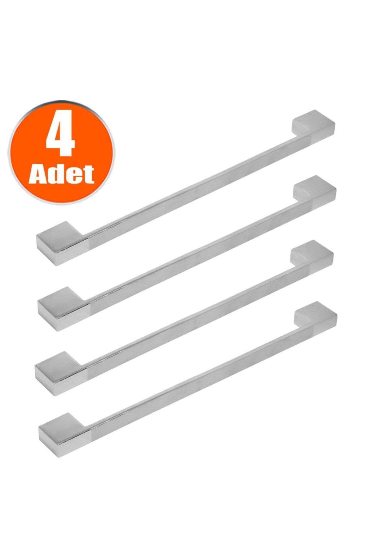 Badem10 Mercan Çekmece Dolap Kapak Kulpu Kulbu 224 Mm Nikel Inox Metal Kulp (4 Adet)