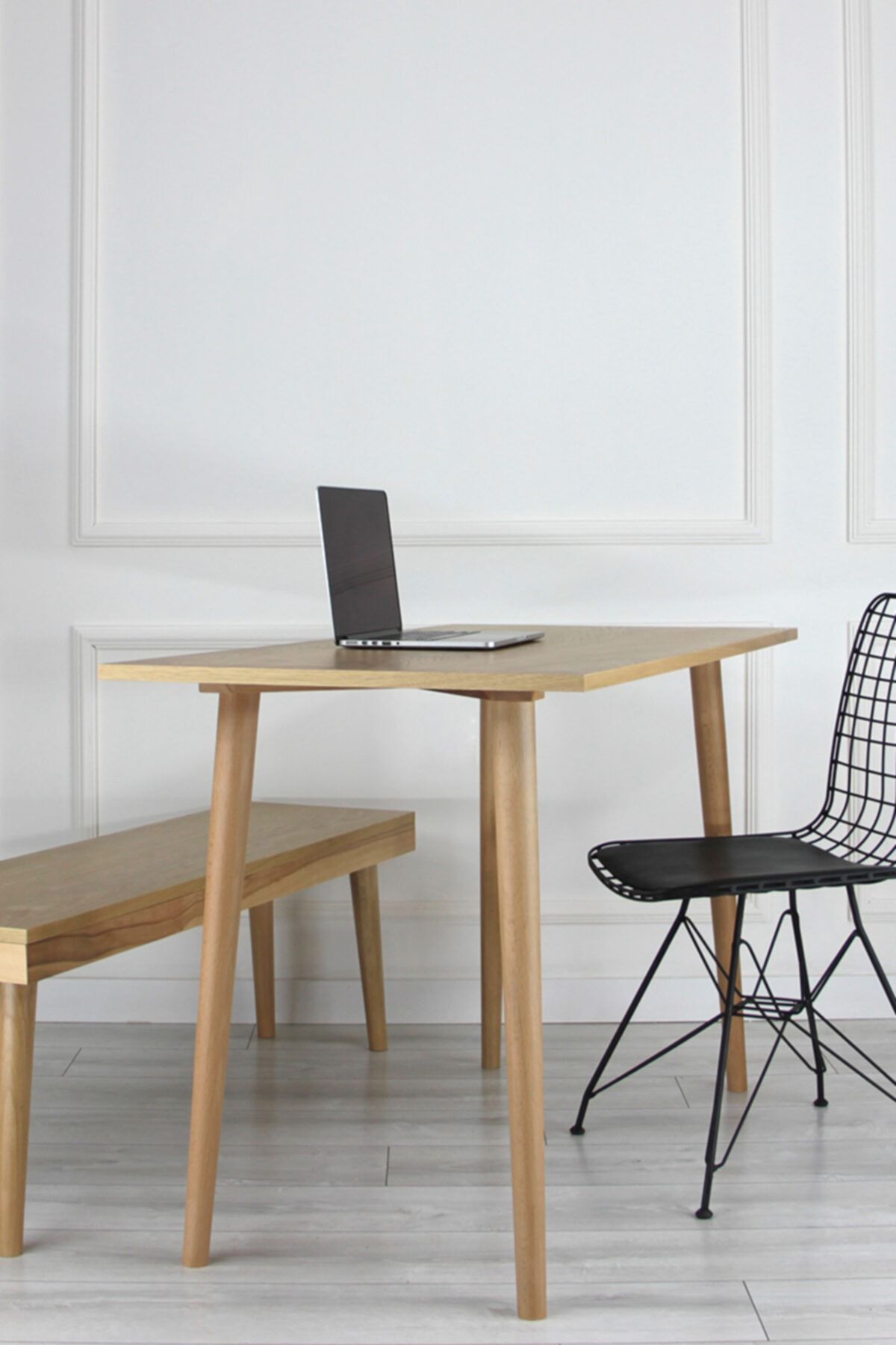 Deta Furniture Çalışma Masası Doğal Meşe Kaplama