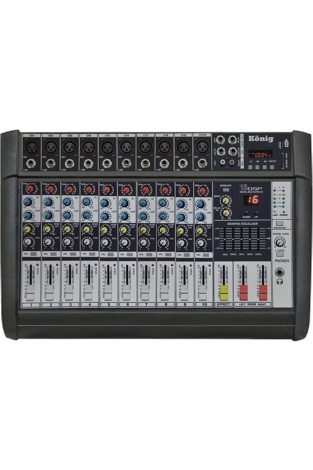 König K10-p500fx 2x250 Watt 10 Kanal Amfili Mikser
