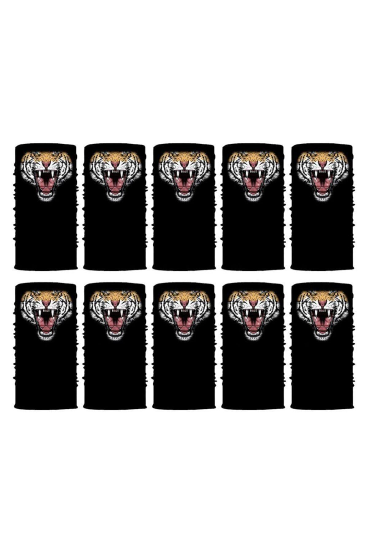Knmaster Tiger Buff Bandana Boyunluk Maske Saç Bandı 10'lu Paket