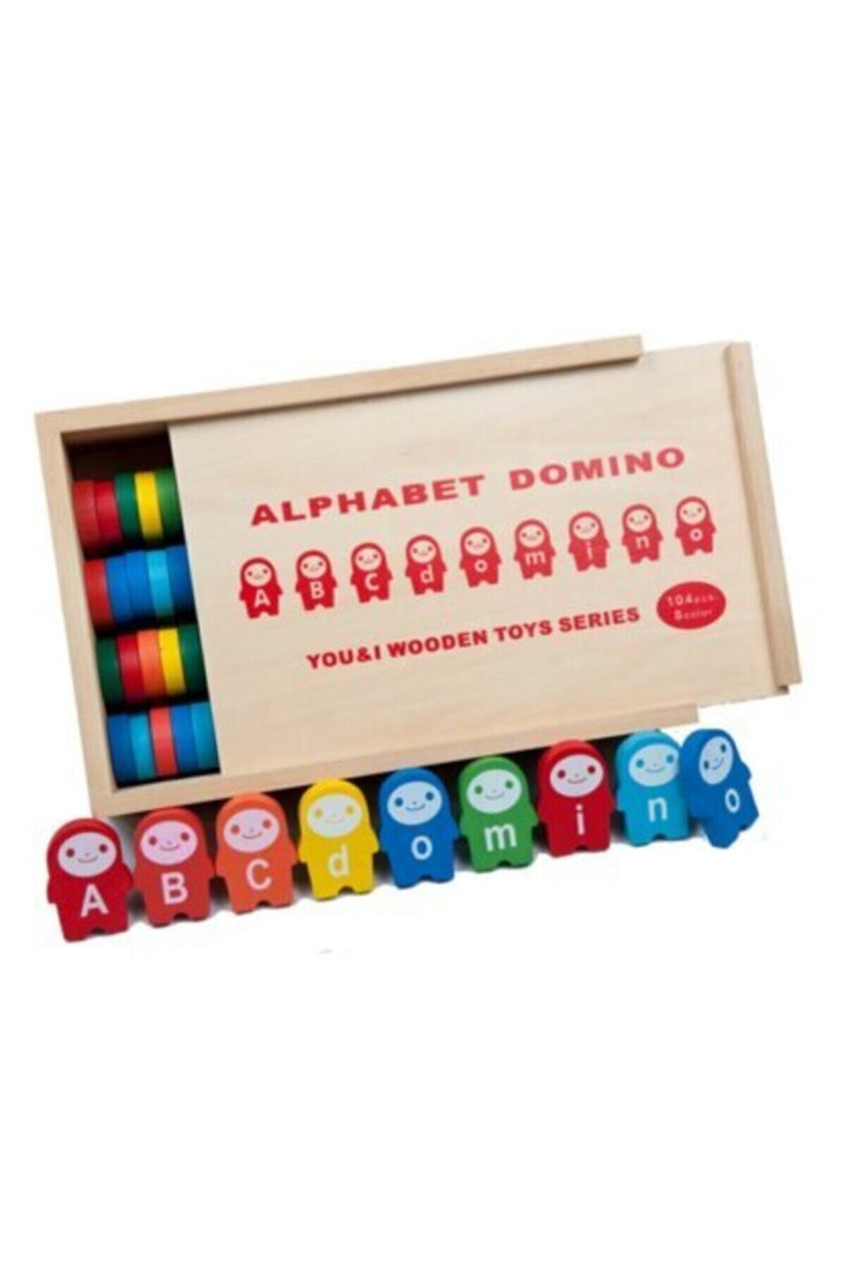 Winnie Baby Eğitici Ahşap Domino Alfabe 104 Parça Öğretici Harfli Domino Taşları