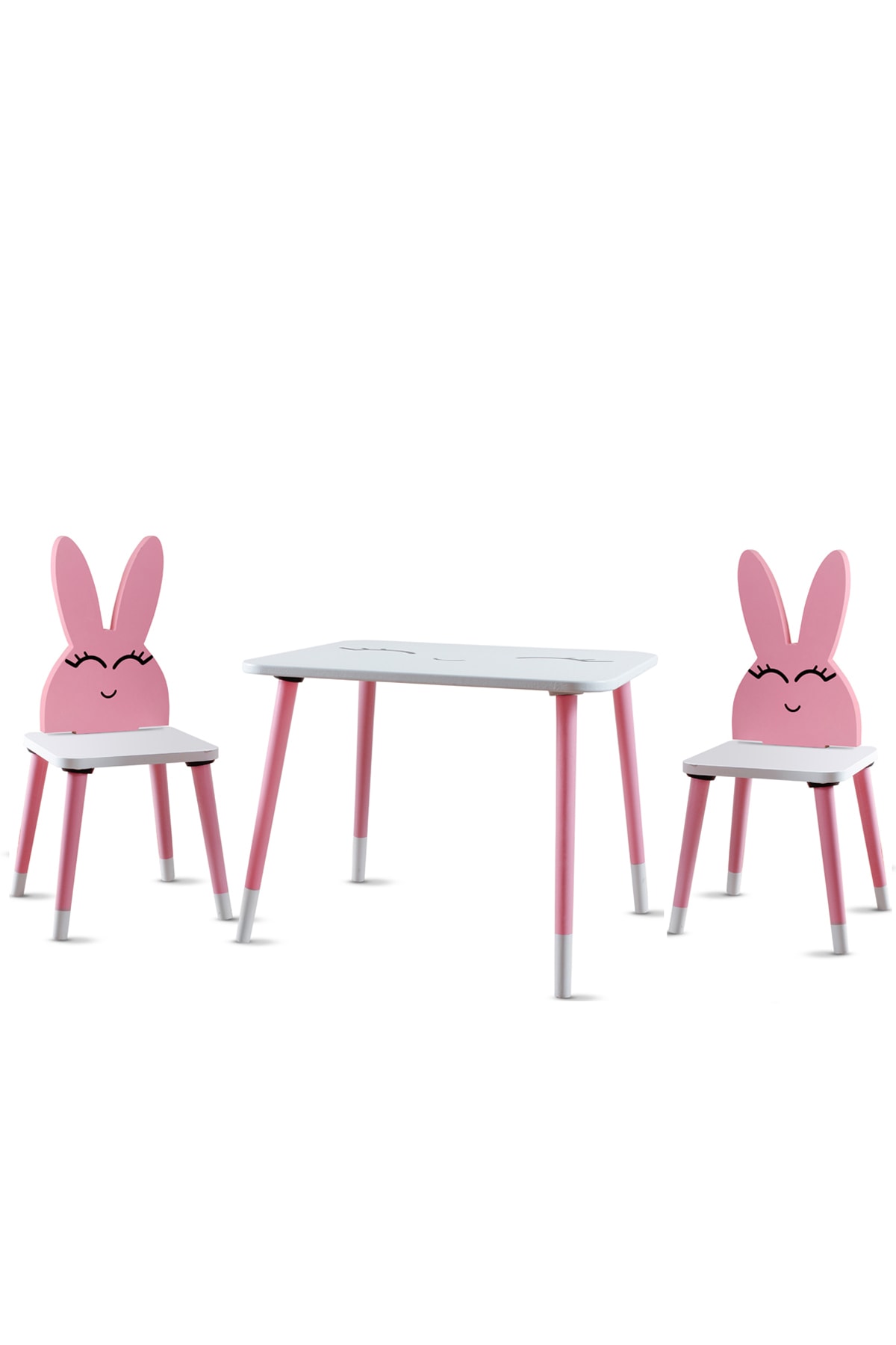 GO BABY Pembe Tavşan Model Masa Ve 2 Sandalye