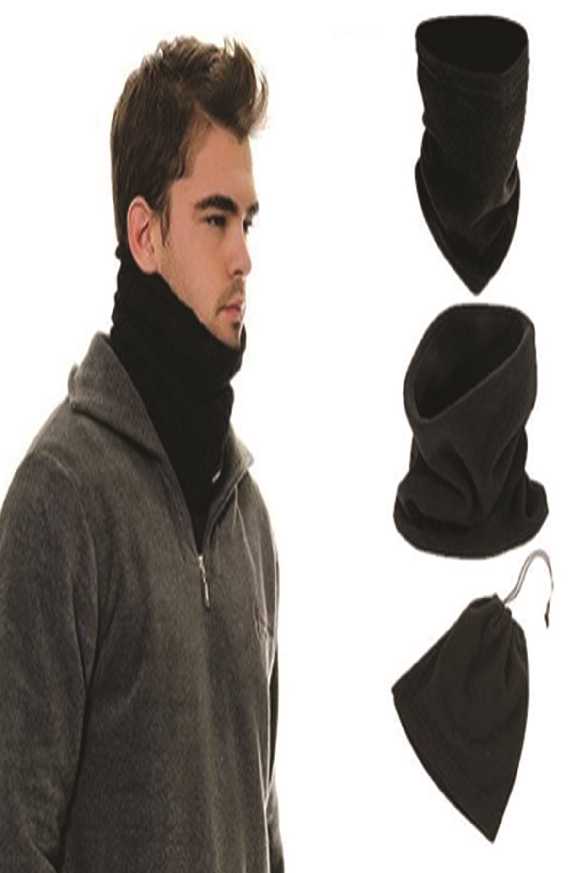 Minerva Unisex Terletmez Kumaş Ikisi Bir Arada Boyunluklu Polar Bere