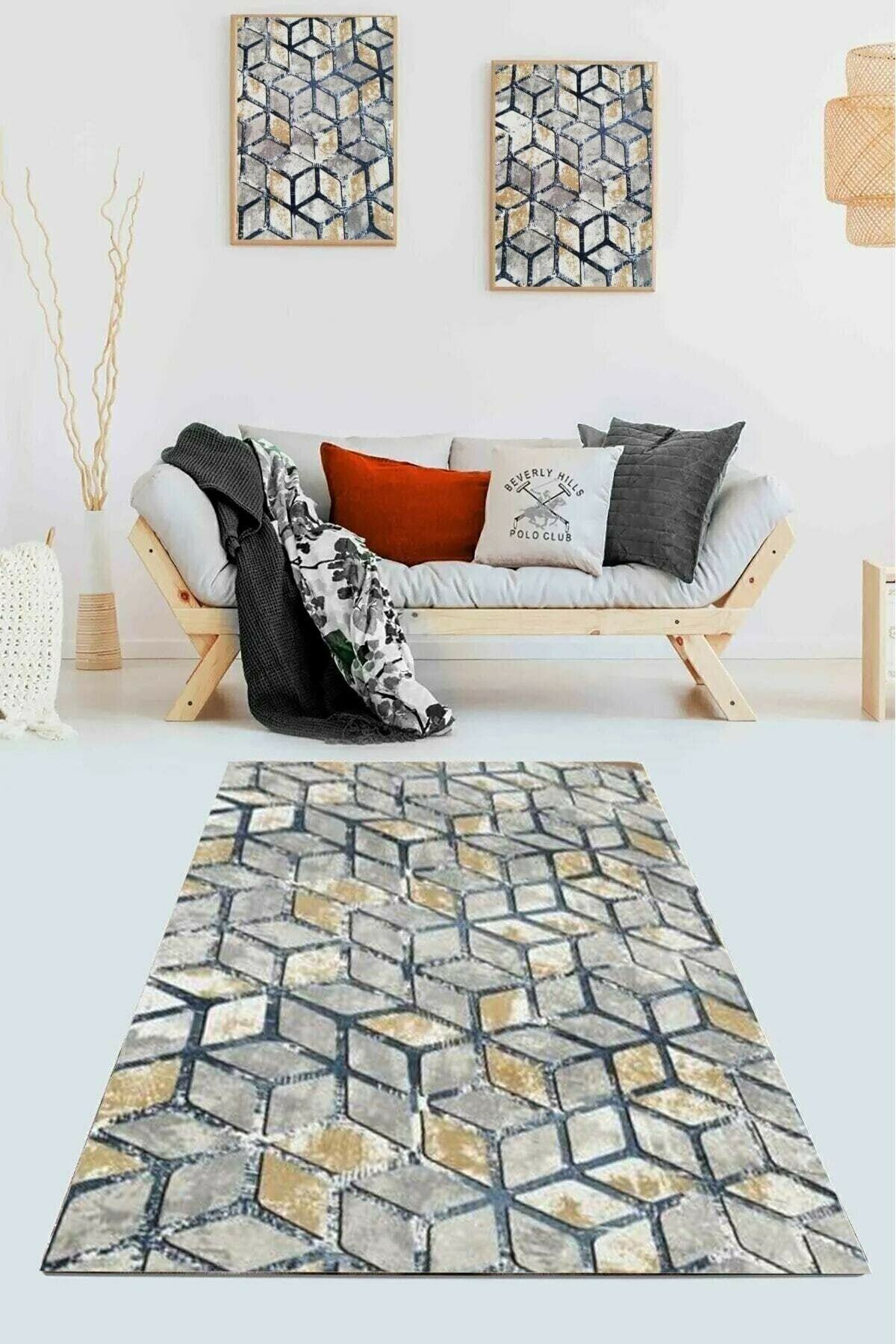 Layrol Kaymaz Tabanlı Kesme Rulo Halı Yolluk Vitra Mavi
