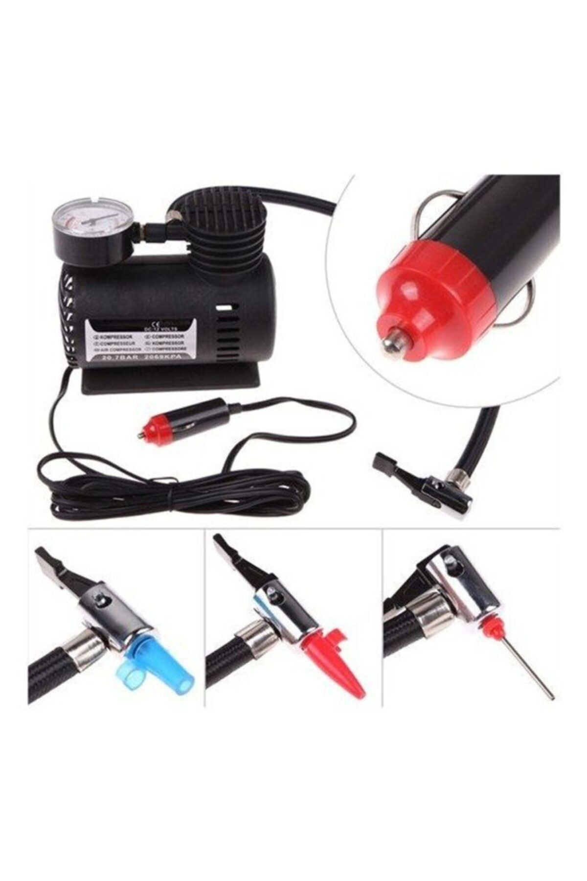 Otom Air Mini Hava Kompresörü Basınç Göstergeli Araç Lastik Şişirme Ve Onton