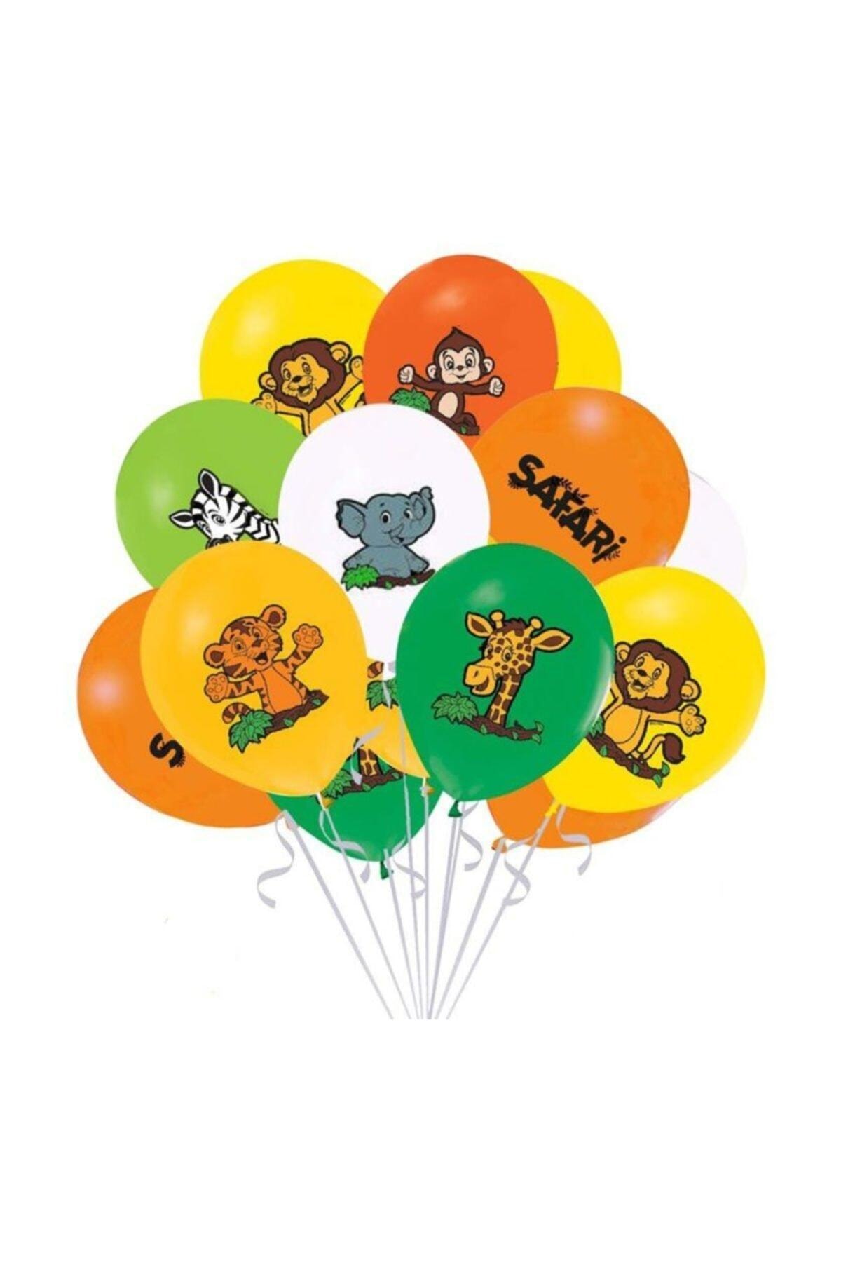 Pandoli 10 Adet Safari Hayvanları Baskılı Latex Balon