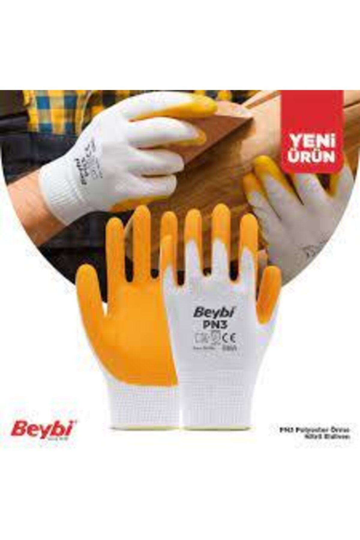 Beybi Eldiven Nitril Sarı Beyaz Eldiven Pn3 No:10