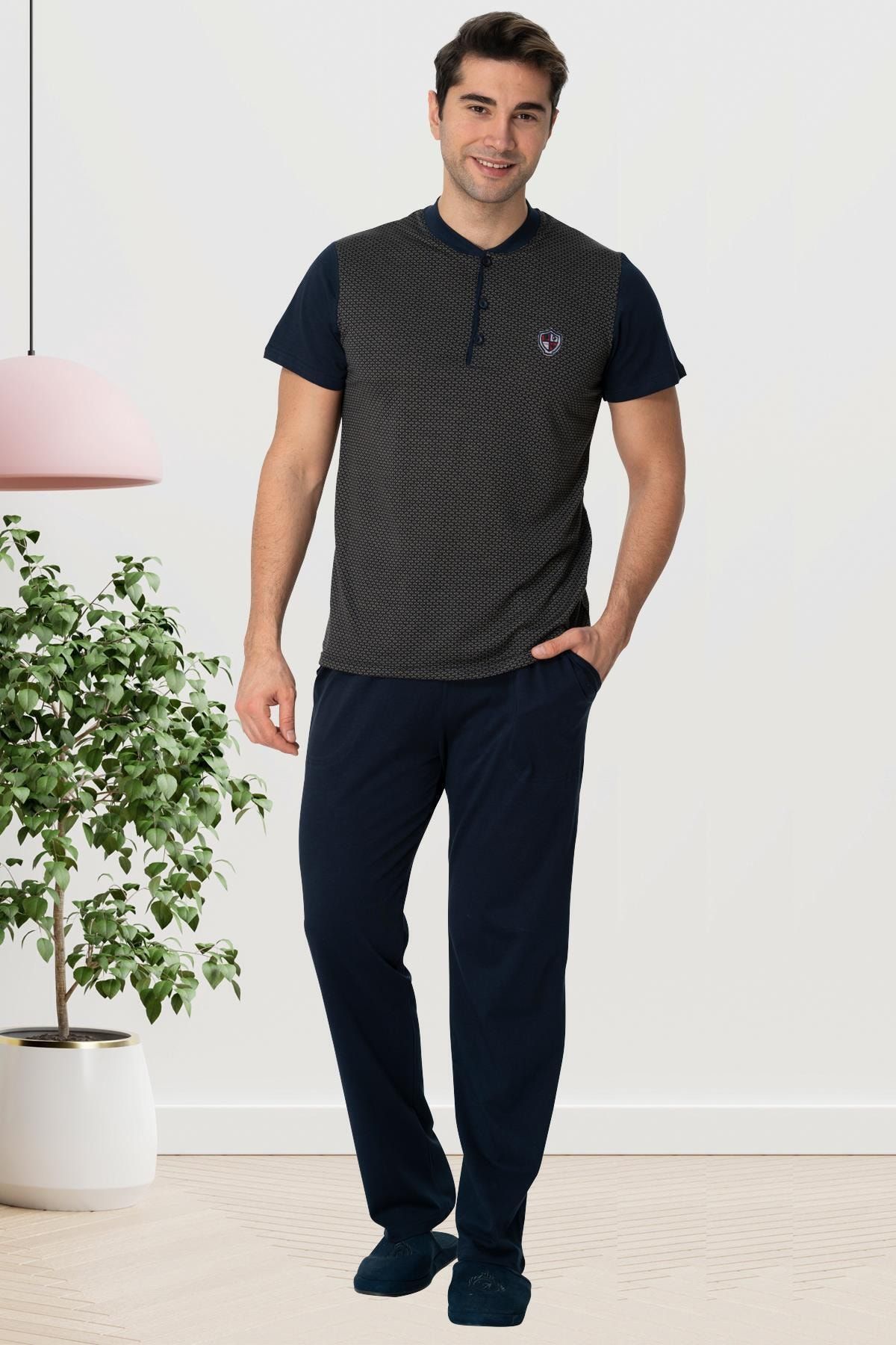 By Mecit Pijama 2777 Lacivert Büyük Beden Erkek Pijama Takımı